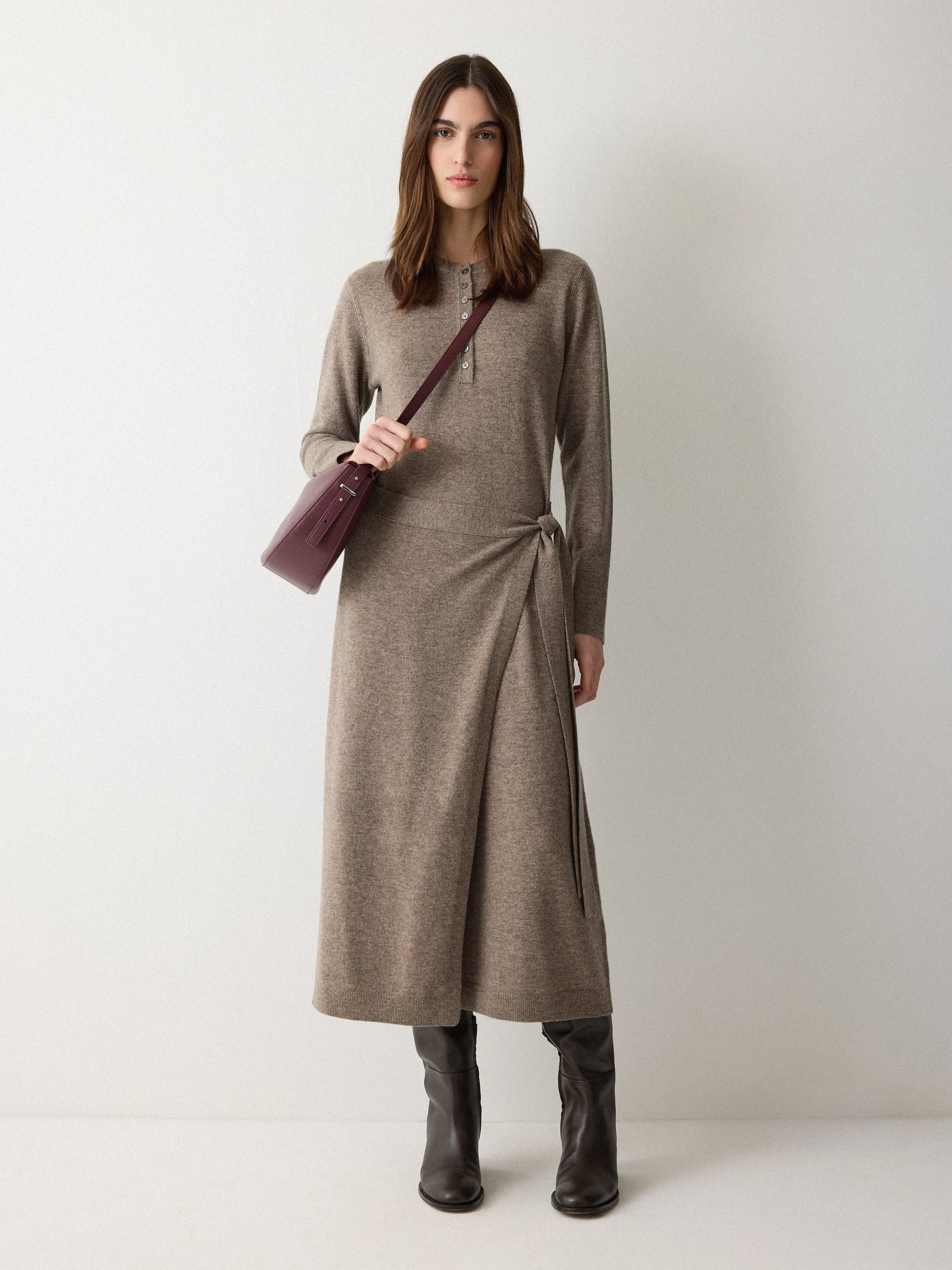Merino Cashmere Tie Dress | Taupe sold by Jigsaw product image thumbnail 4