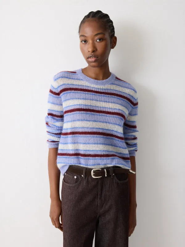 Mohair Blend Stripe Jumper | Blue sold by Jigsaw
