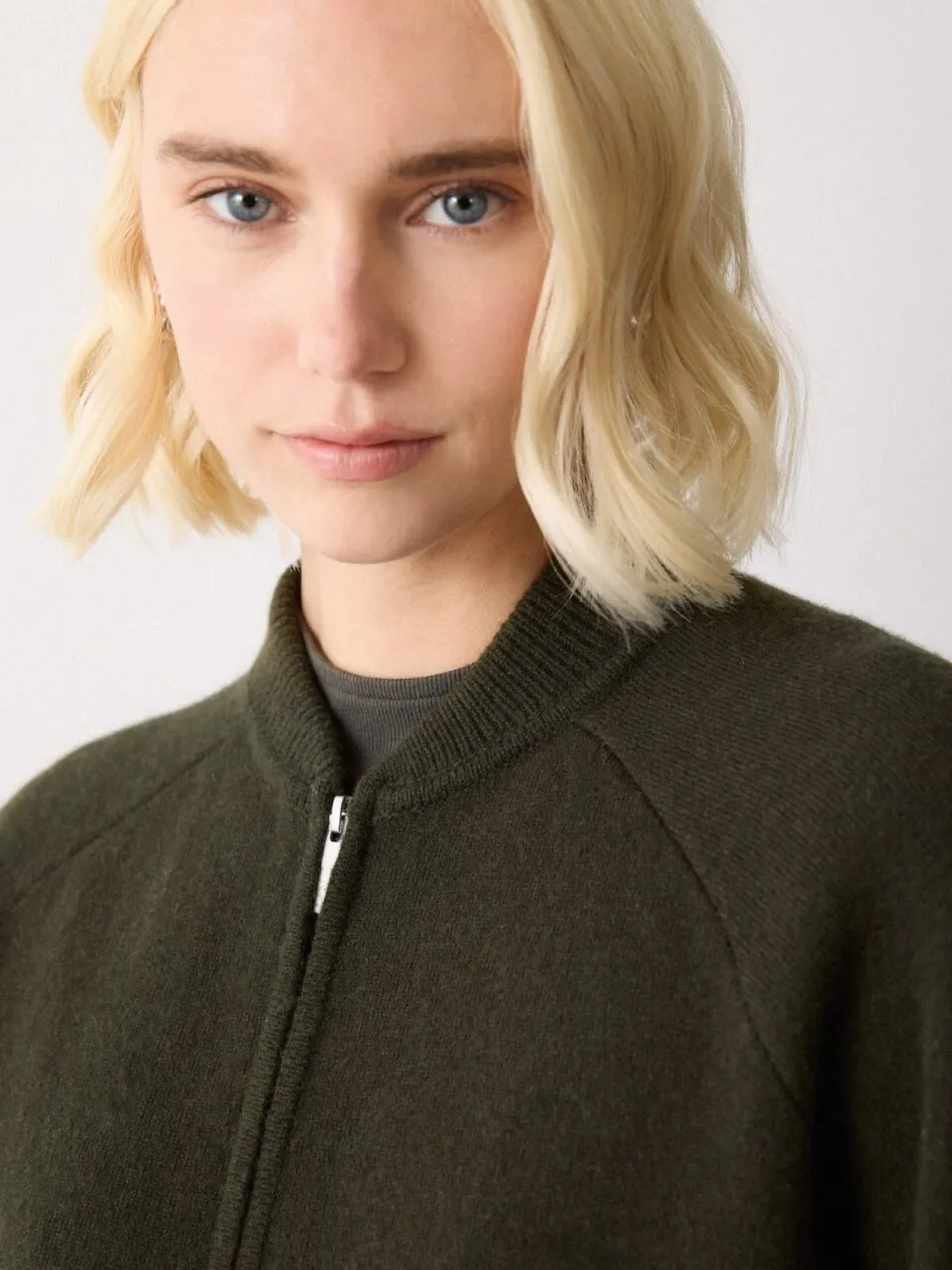 Knitted Bomber Jacket | Khaki sold by Jigsaw product image thumbnail 4