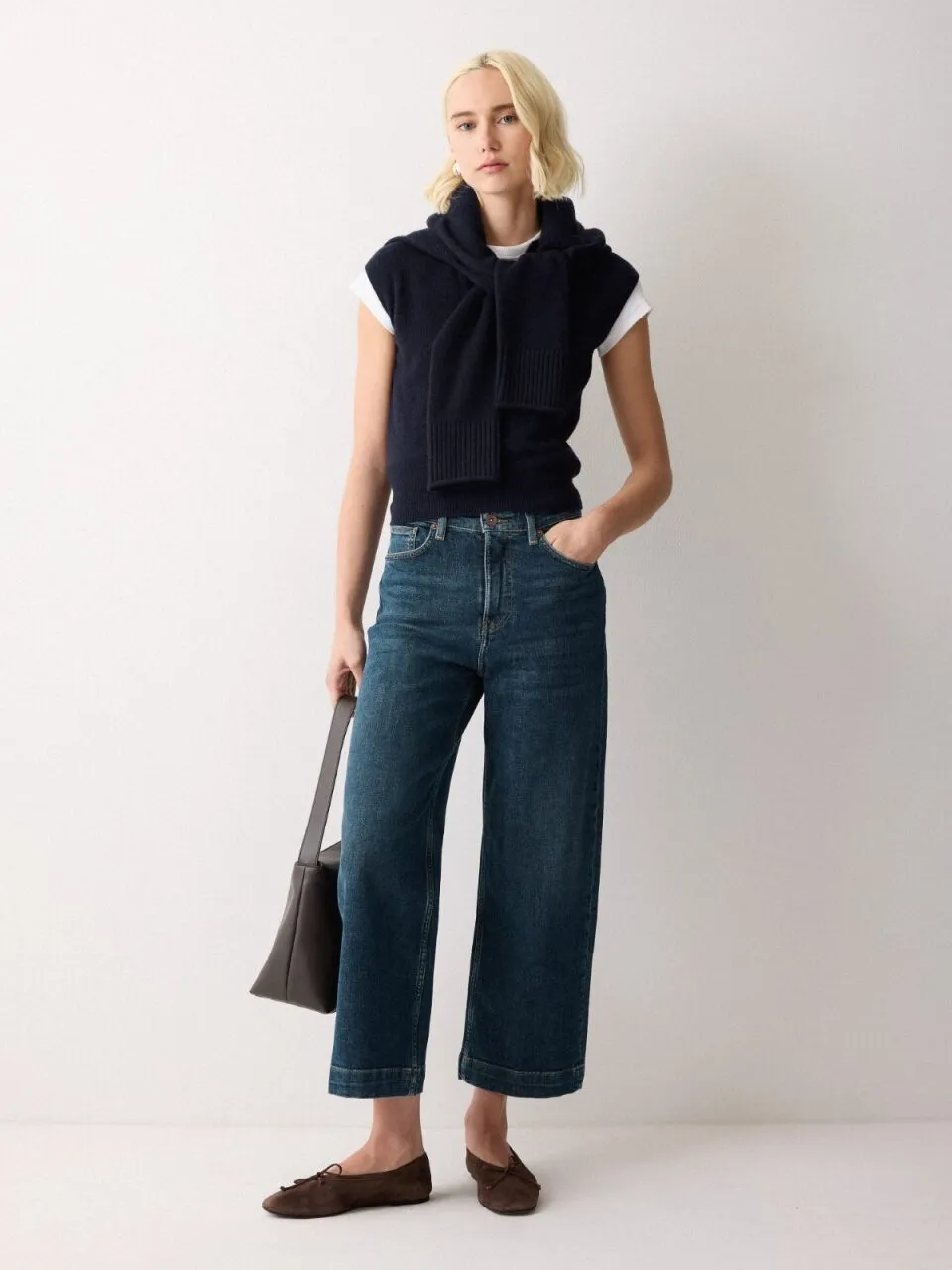 Wool Cashmere Blend Collar Top | Navy sold by Jigsaw product image thumbnail 4