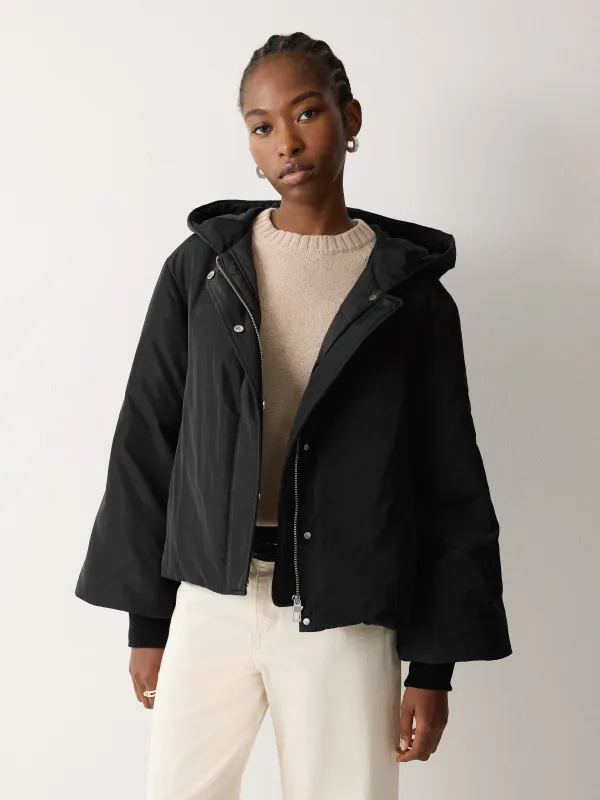 Short Hooded Puffer Coat | Black sold by Jigsaw