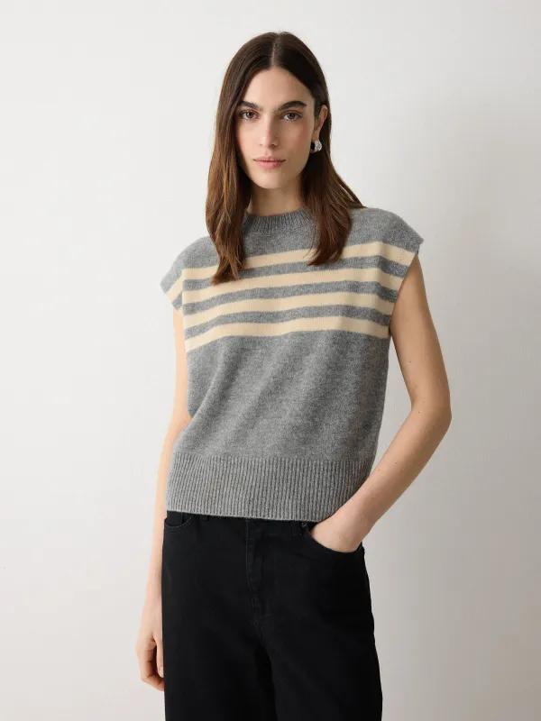 Wool Cashmere Stripe Tank | Grey sold by Jigsaw