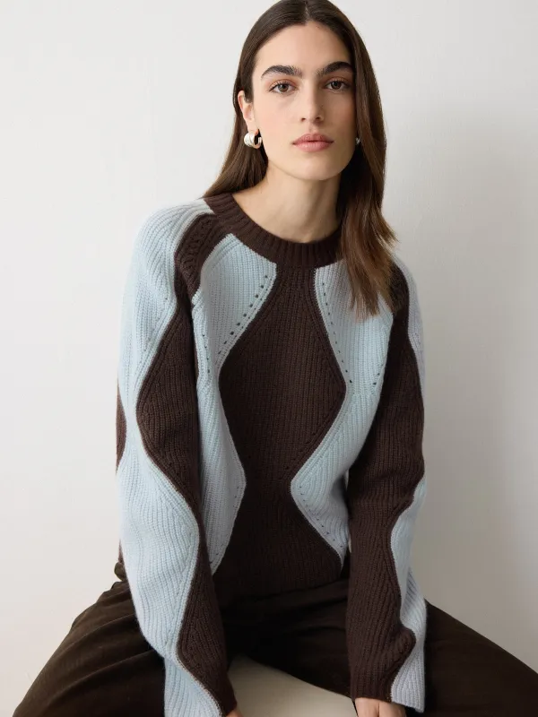 Argyle Diamond Jumper | Brown sold by Jigsaw