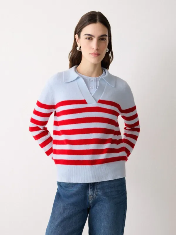 Wool Cashmere Stripe Jumper | Blue sold by Jigsaw