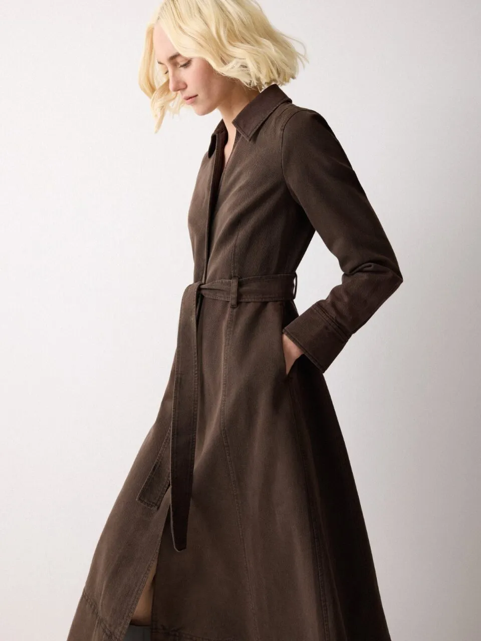 Denim Belted Shirt Dress | Washed Brown sold by Jigsaw product image thumbnail 2