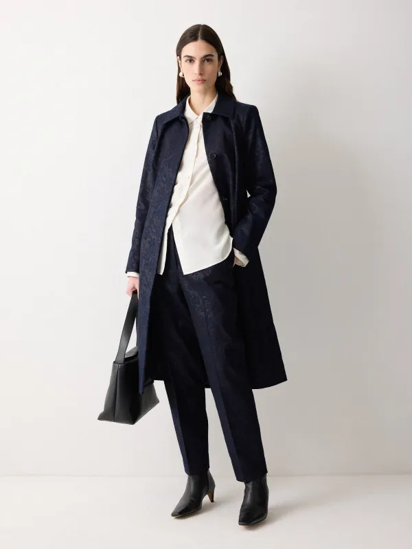 Jacquard Brocade Trouser | Navy sold by Jigsaw