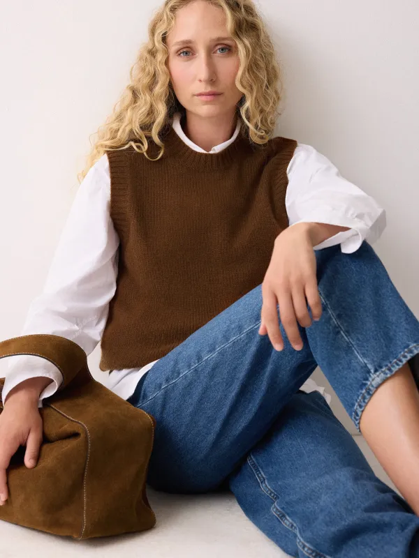 Cloud Cashmere Crew Tank | Brown sold by Jigsaw