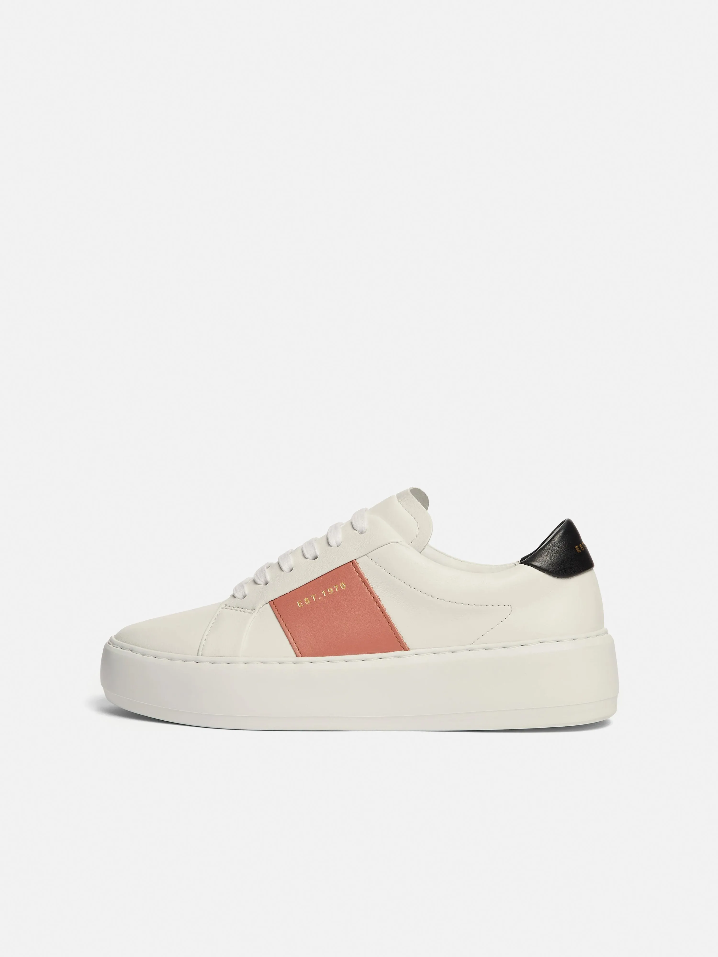 Riva Leather Platform Trainer | Pink sold by Jigsaw