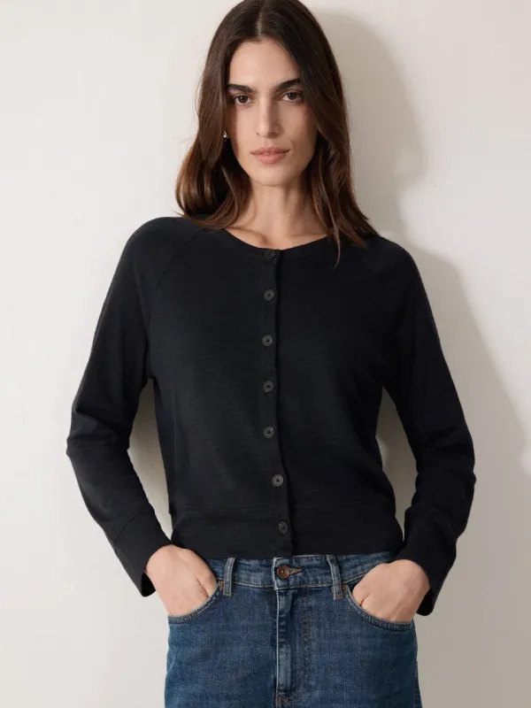 Cotton Luxe Crew Cardigan | Navy sold by Jigsaw