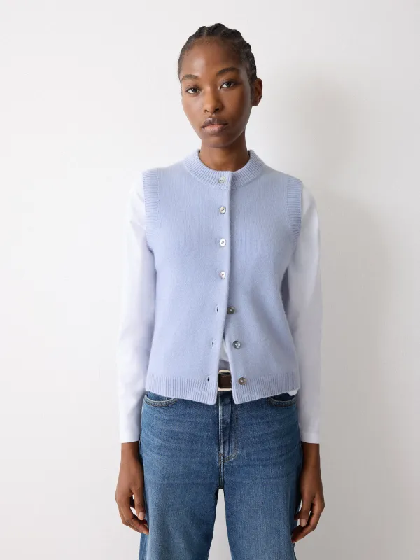 Wool Cashmere Blend Waistcoat | Blue sold by Jigsaw