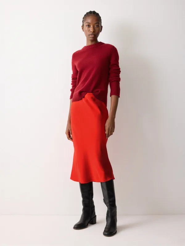 Satin Bias Midi Skirt | Red sold by Jigsaw