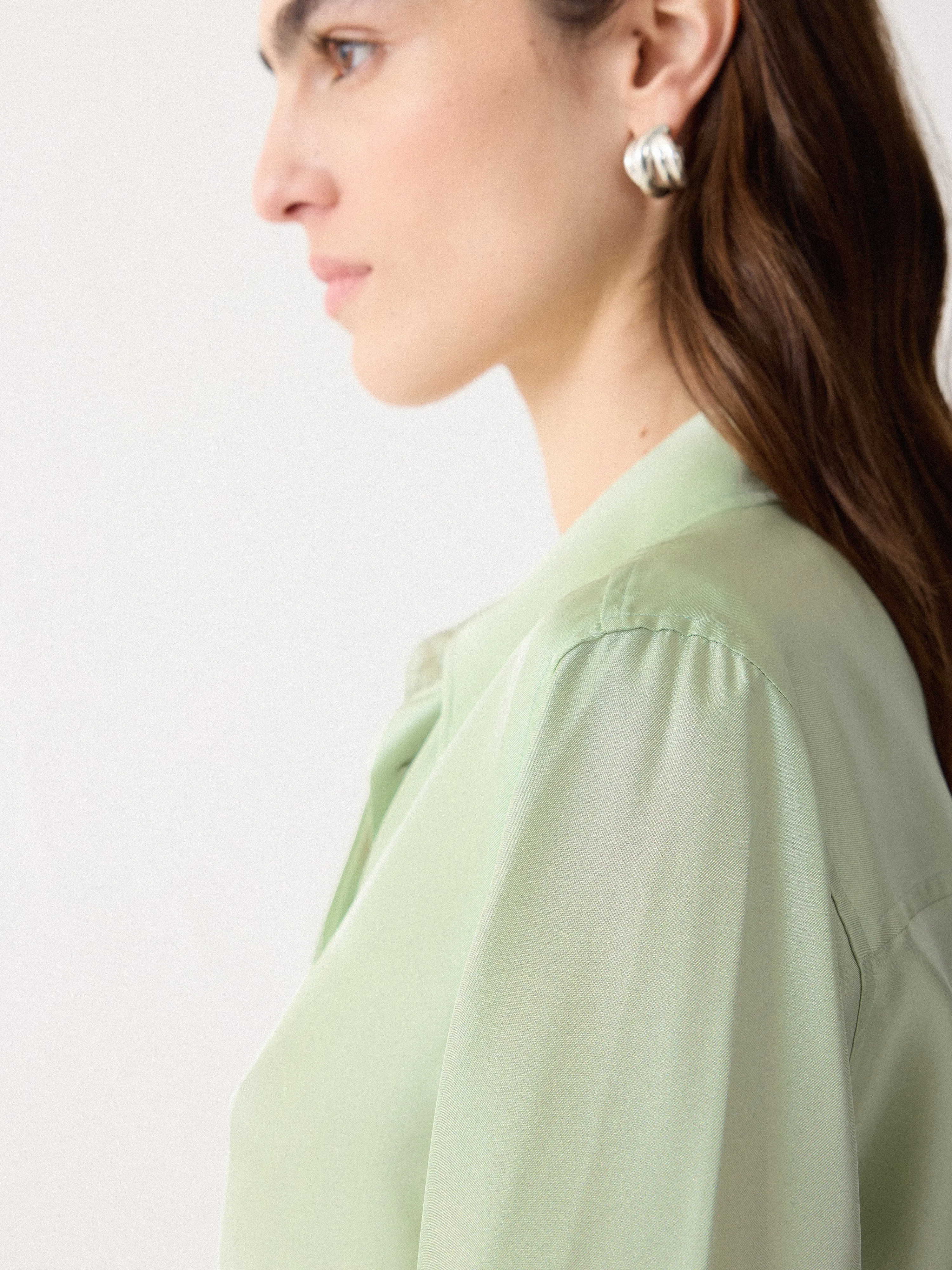 Silk Twill Shirt | Green sold by Jigsaw product image thumbnail 4