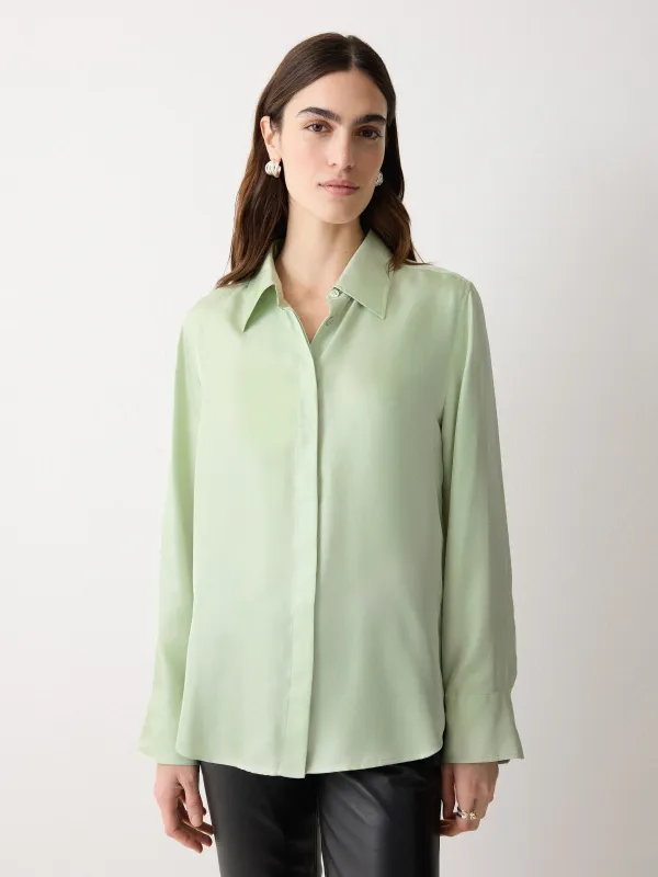 Silk Twill Shirt | Green sold by Jigsaw
