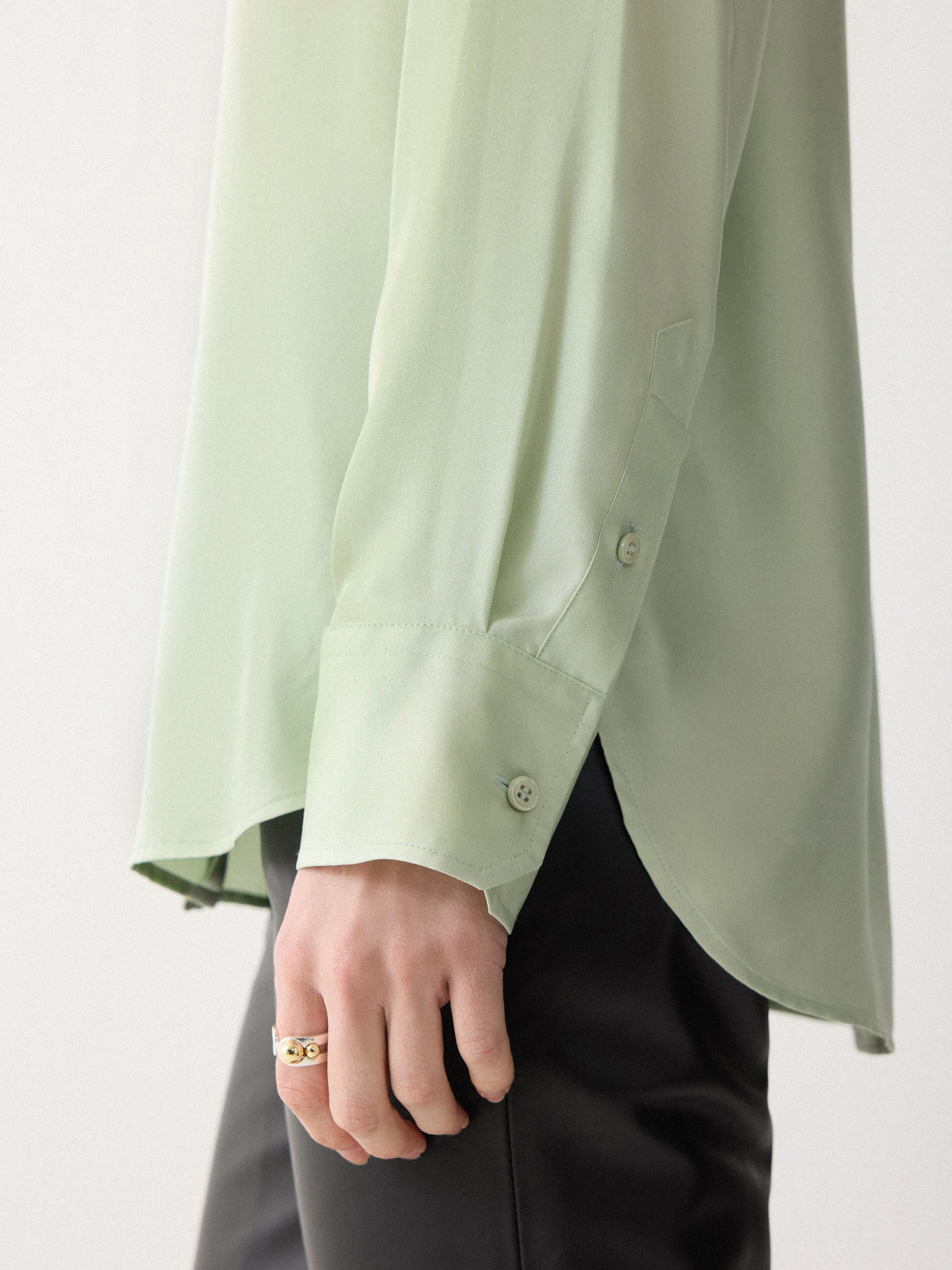 Silk Twill Shirt | Green sold by Jigsaw product image thumbnail 5