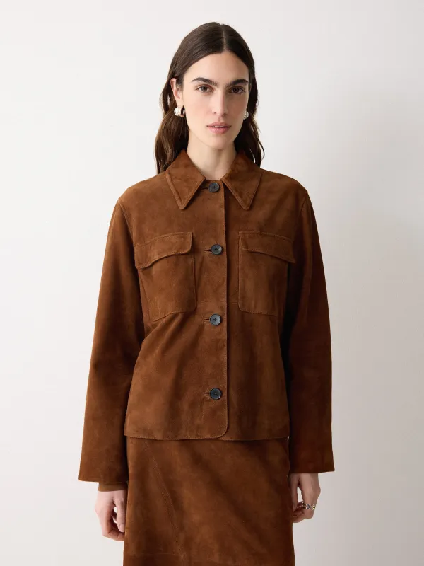 Suede Patch Pocket Jacket | Tan sold by Jigsaw
