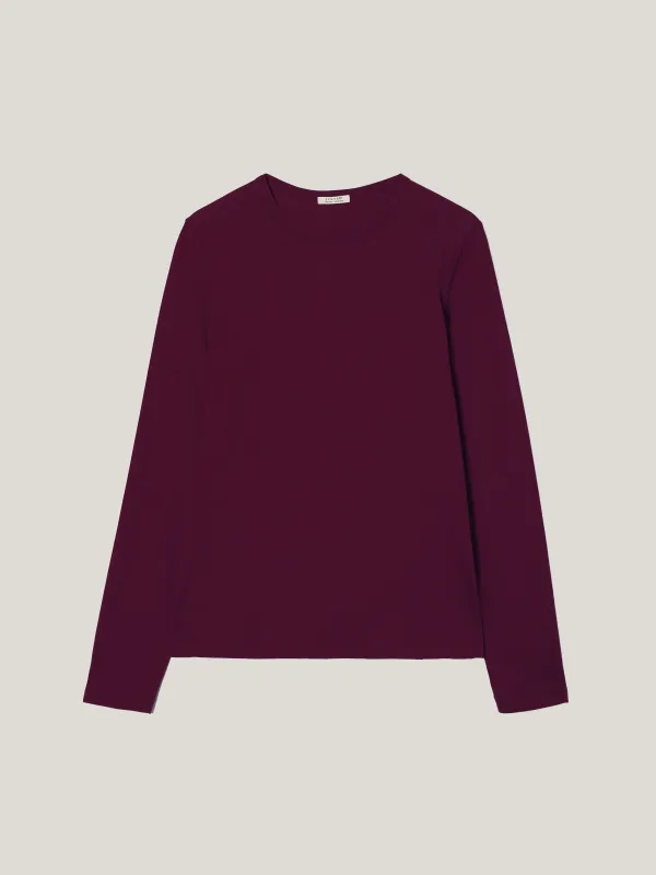 Supima Cotton Long Sleeve Tee | Burgundy sold by Jigsaw