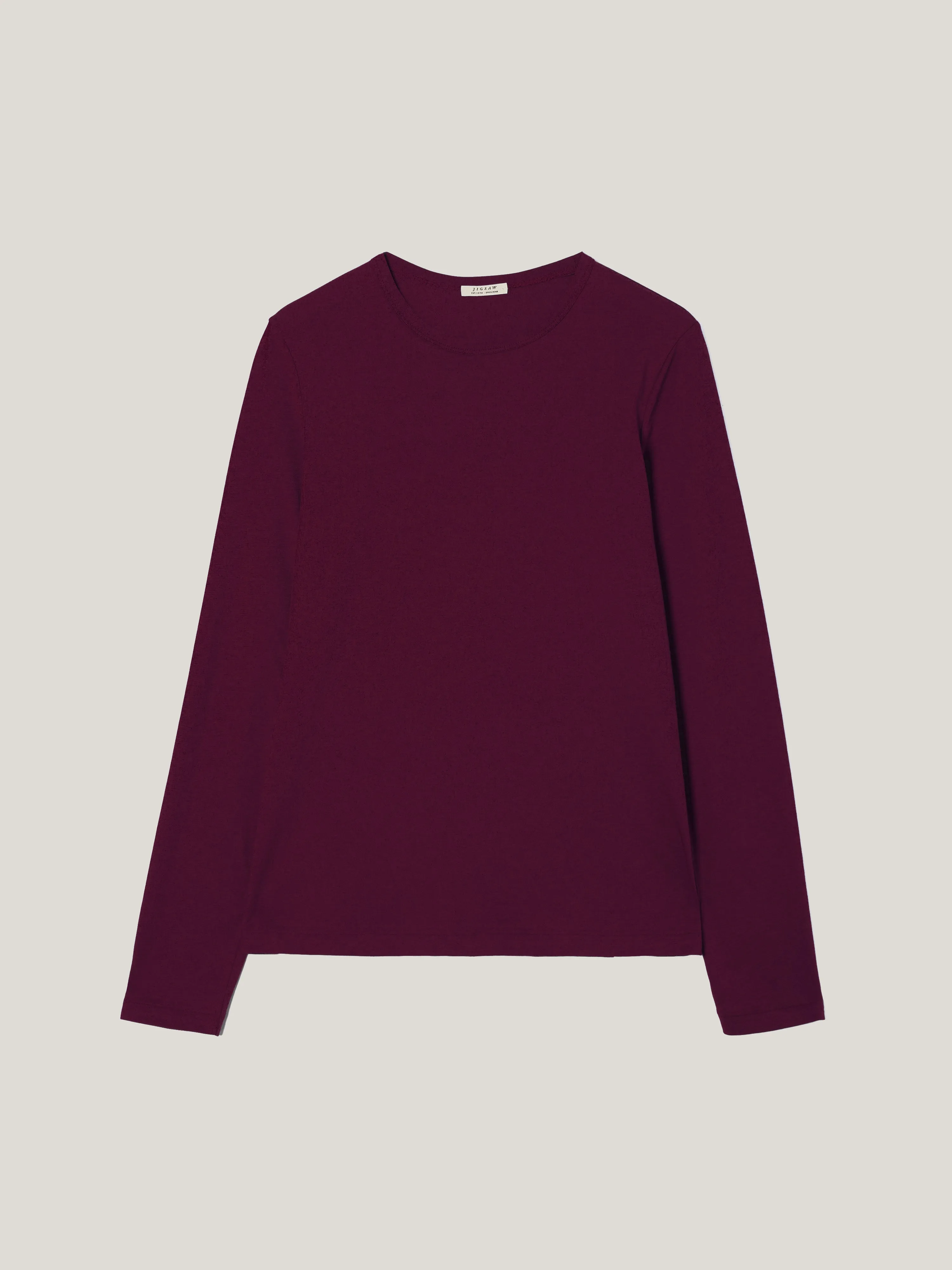 Supima Cotton Long Sleeve T-shirt | Burgundy sold by Jigsaw