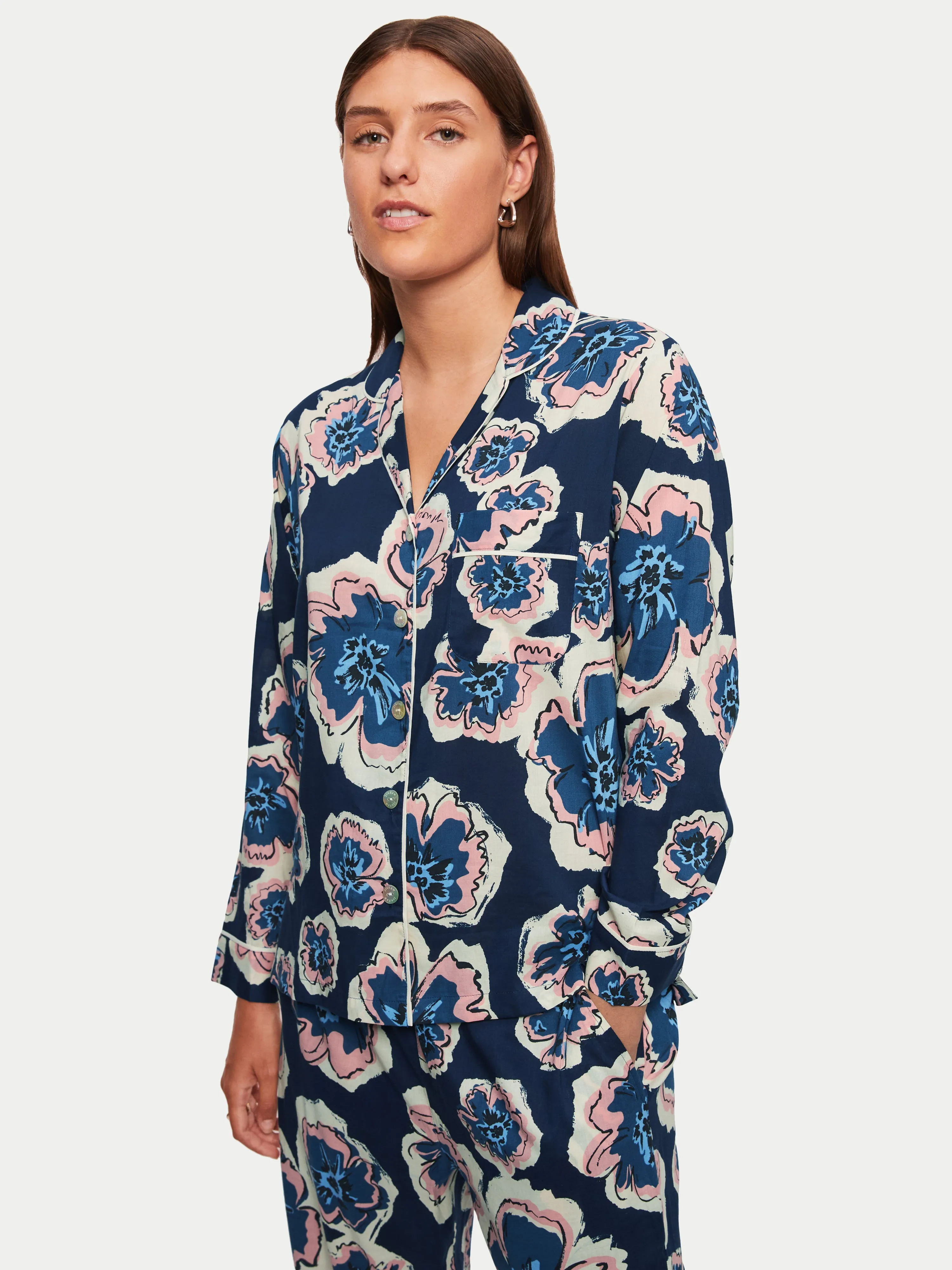 Collage Floral Pyjama | Navy sold by Jigsaw product image thumbnail 2