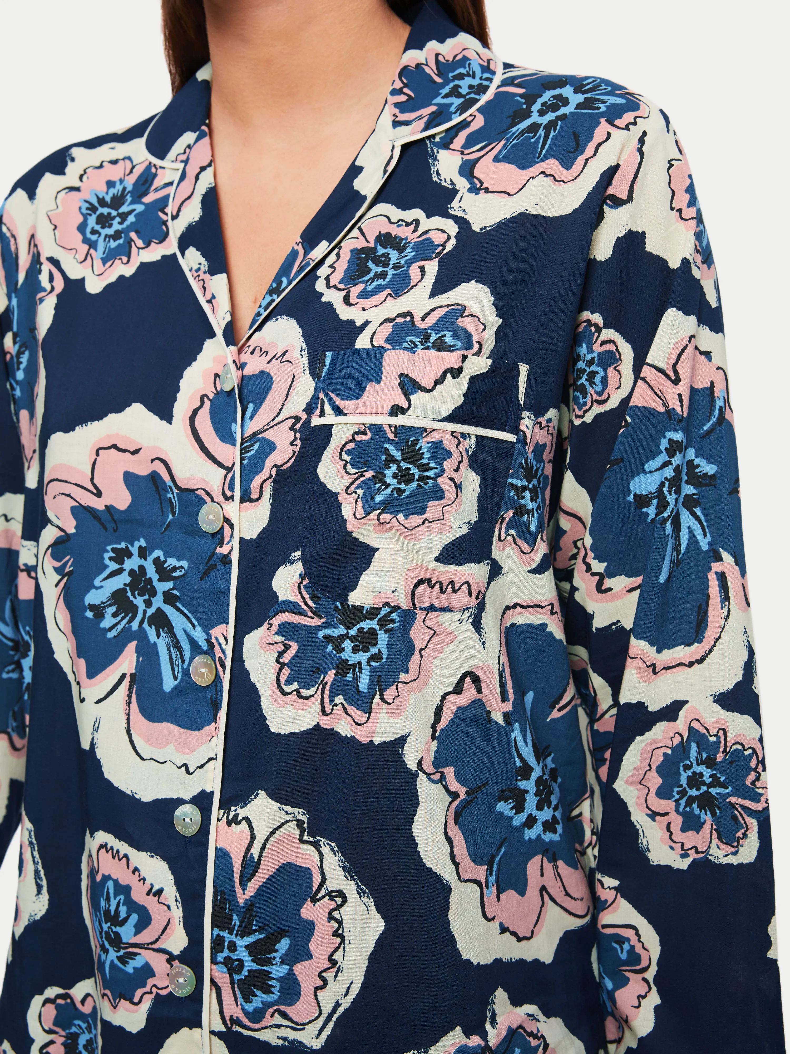 Collage Floral Pyjama | Navy sold by Jigsaw product image thumbnail 3