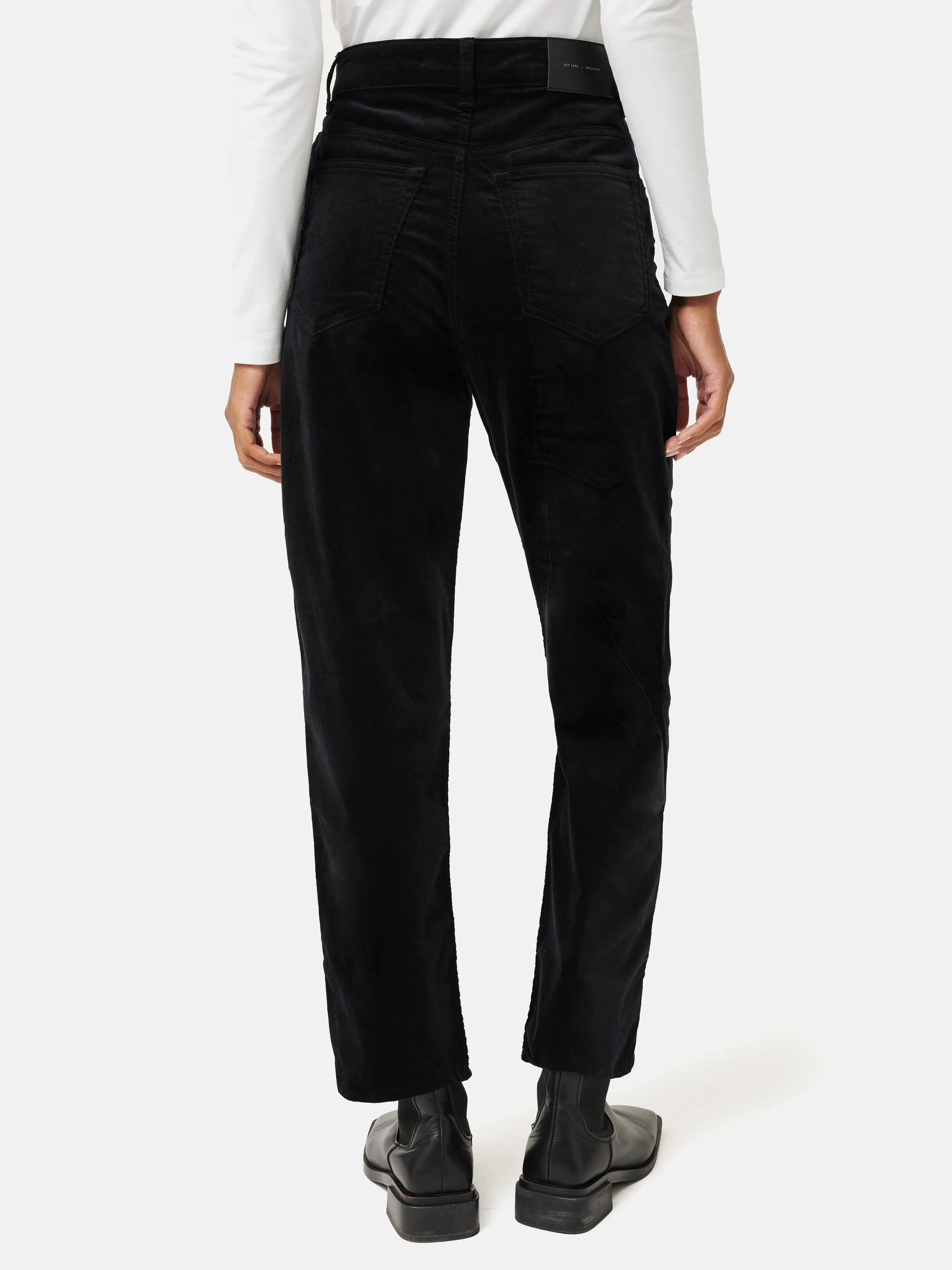 Delmont Velvet Tapered Jean | Black sold by Jigsaw product image thumbnail 4