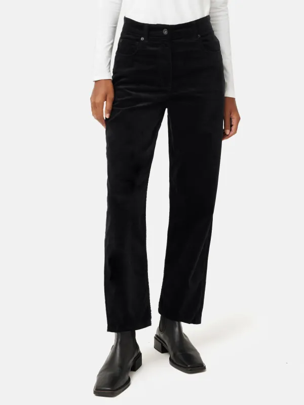 Delmont Velvet Tapered Jean | Black made by Jigsaw