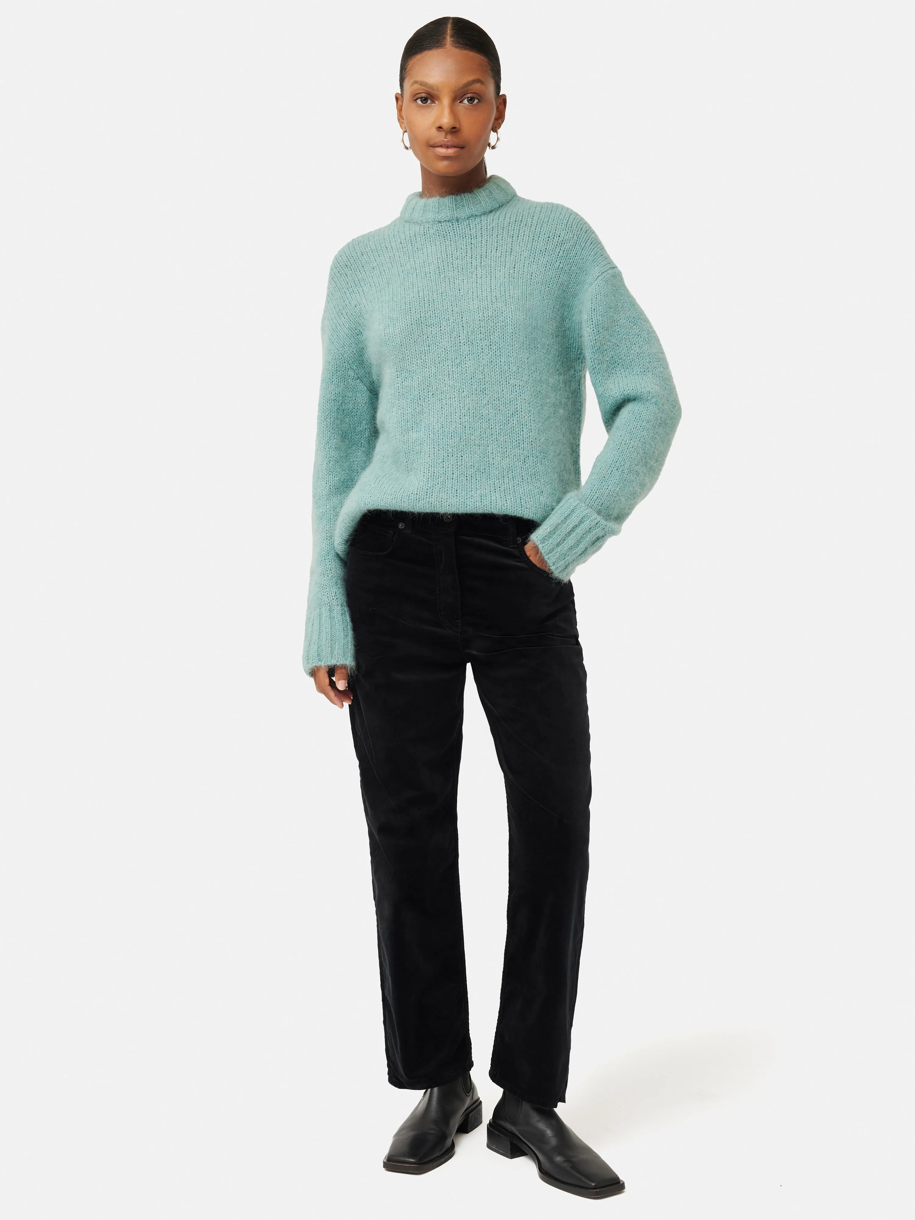 Delmont Velvet Tapered Jean | Black sold by Jigsaw product image thumbnail 3