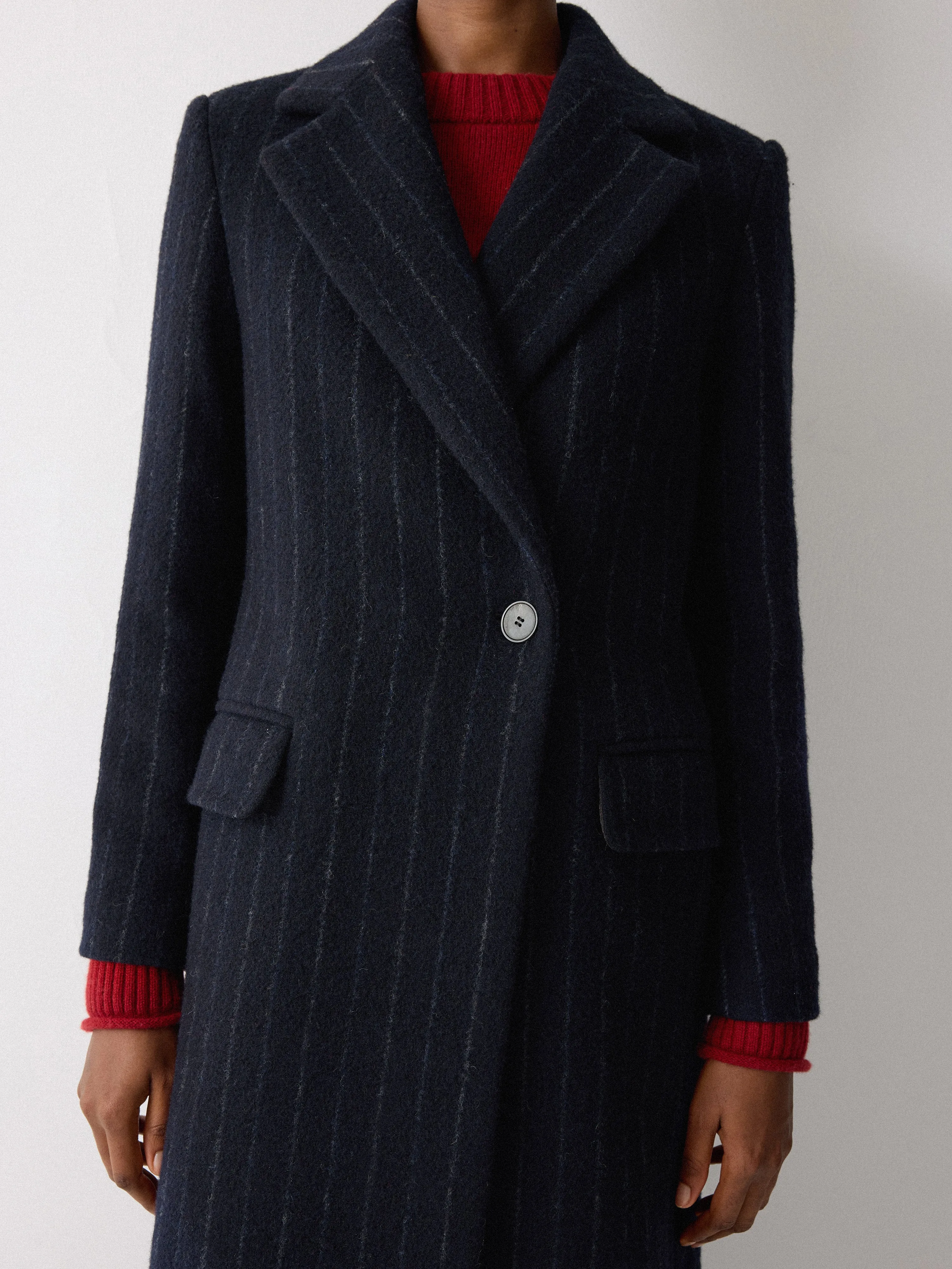 Chalk Stripe Maxi City Coat | Navy sold by Jigsaw product image thumbnail 4
