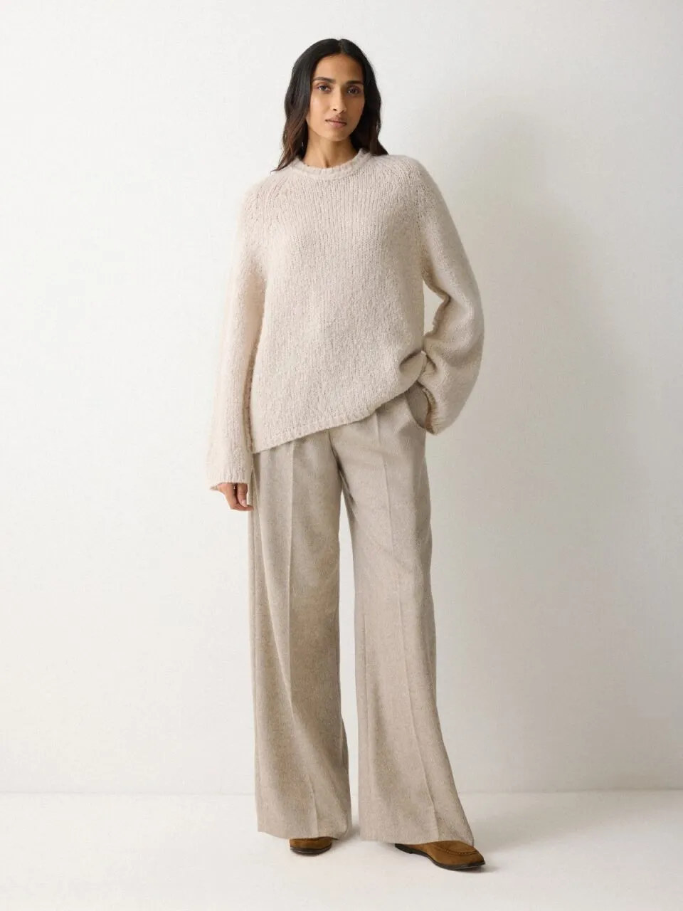 Nik Wool Melange Trouser | Brown sold by Jigsaw product image thumbnail 3