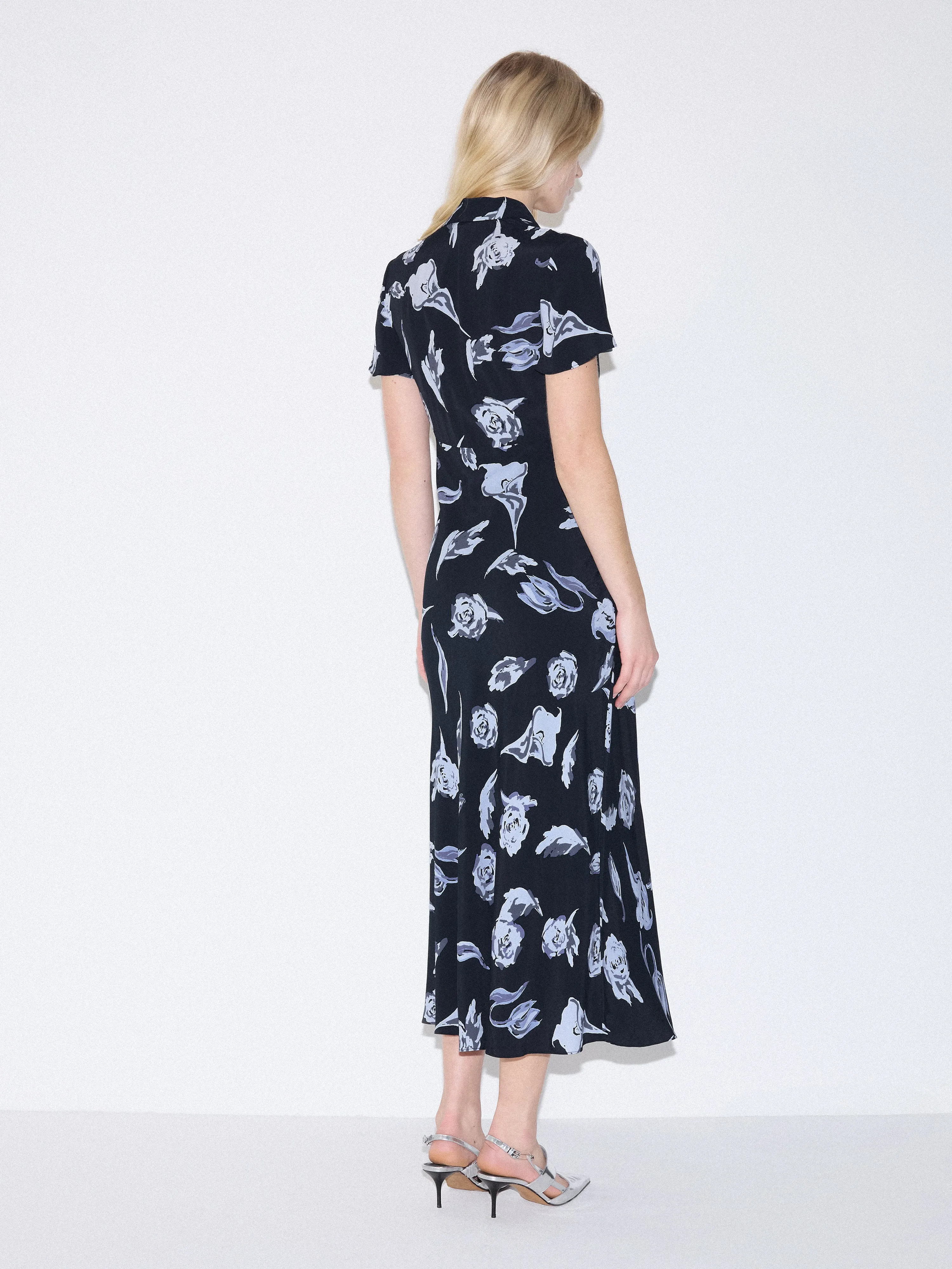 Fallen Peony Bias Dress | Navy sold by Jigsaw product image thumbnail 5