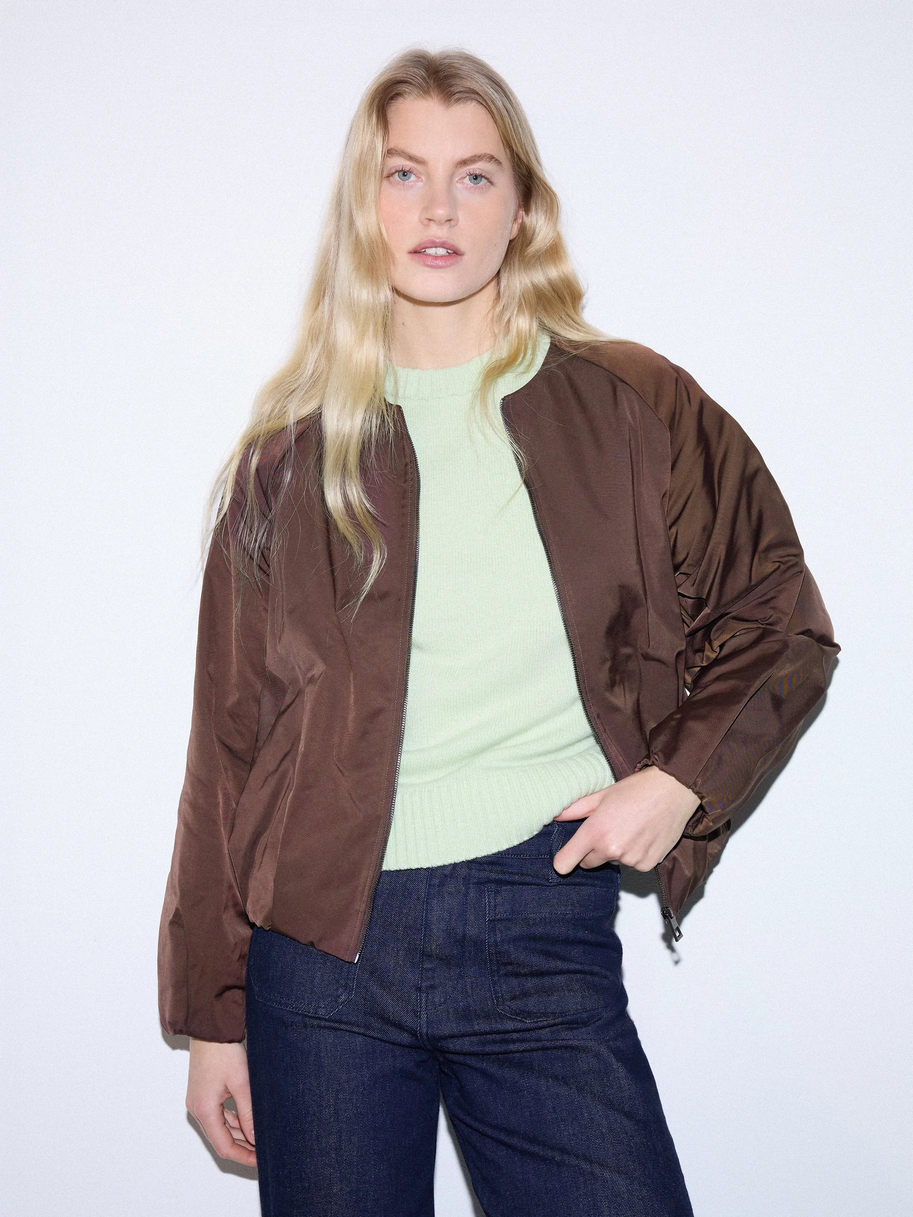 Hooded Bomber Jacket | Purple sold by Jigsaw