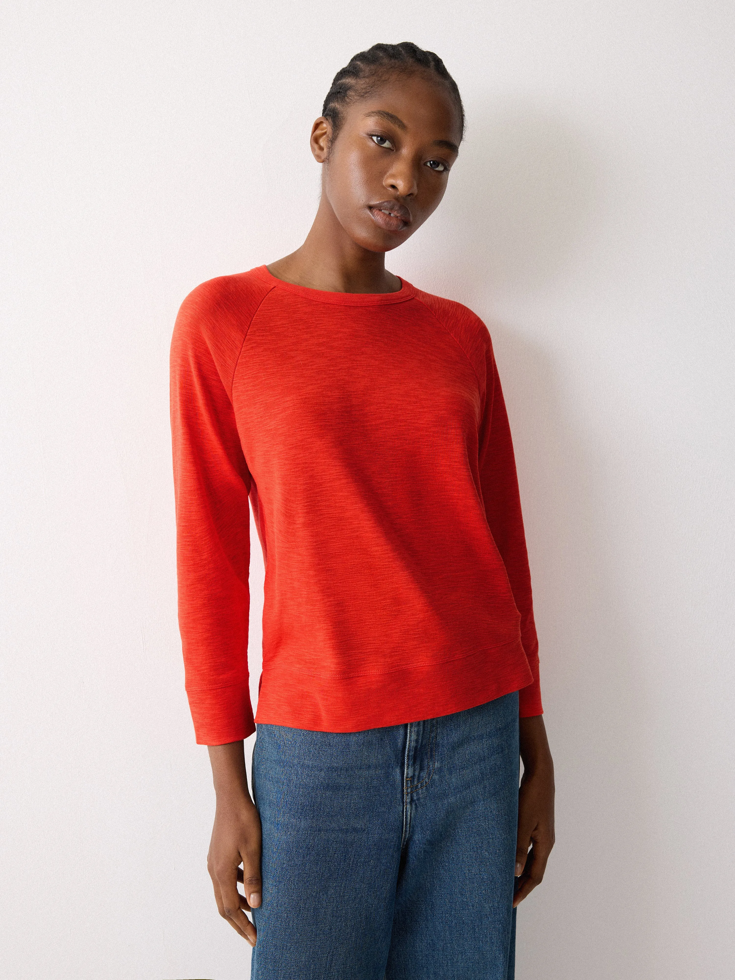 Cotton Luxe Raglan T-shirt | Red sold by Jigsaw
