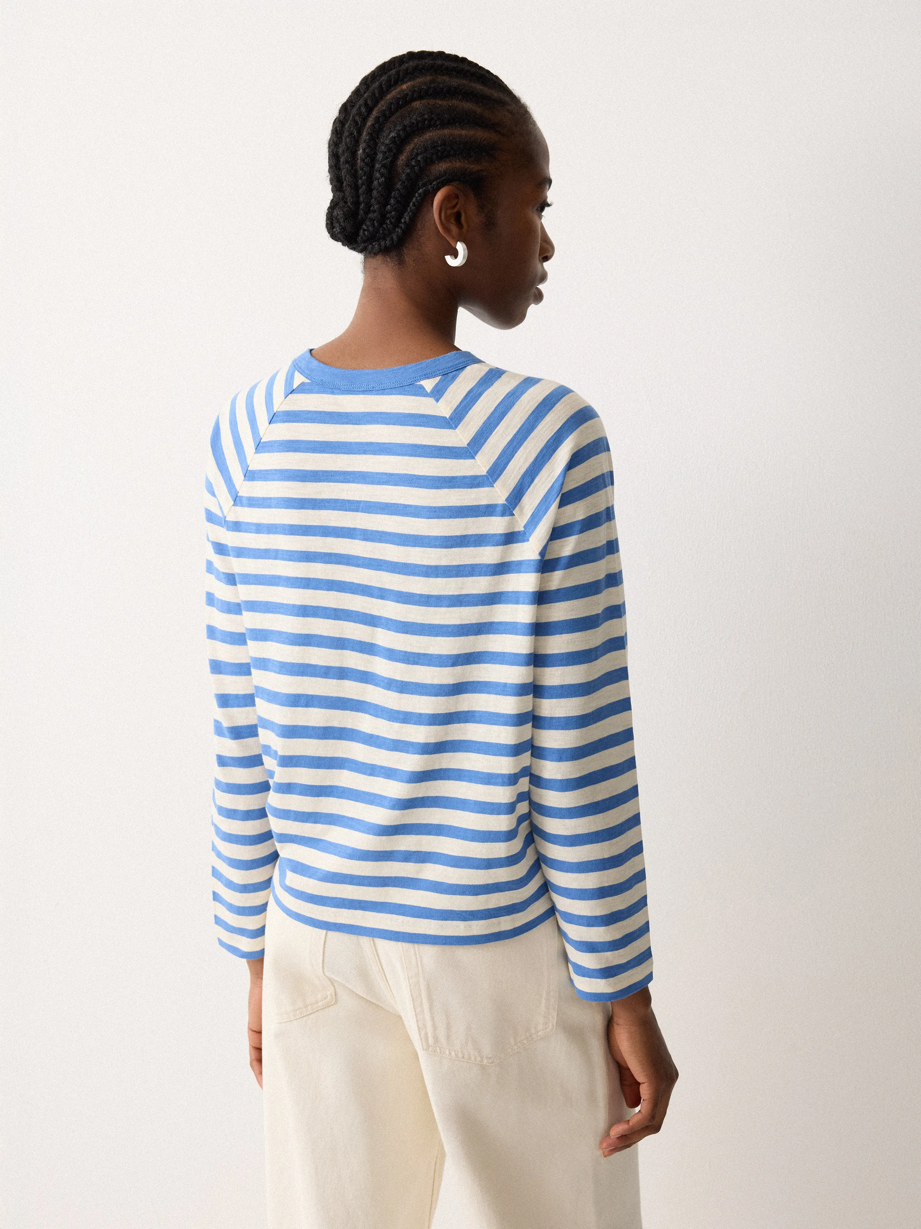 Cotton Slub Stripe Raglan T-shirt | Blue sold by Jigsaw product image thumbnail 5