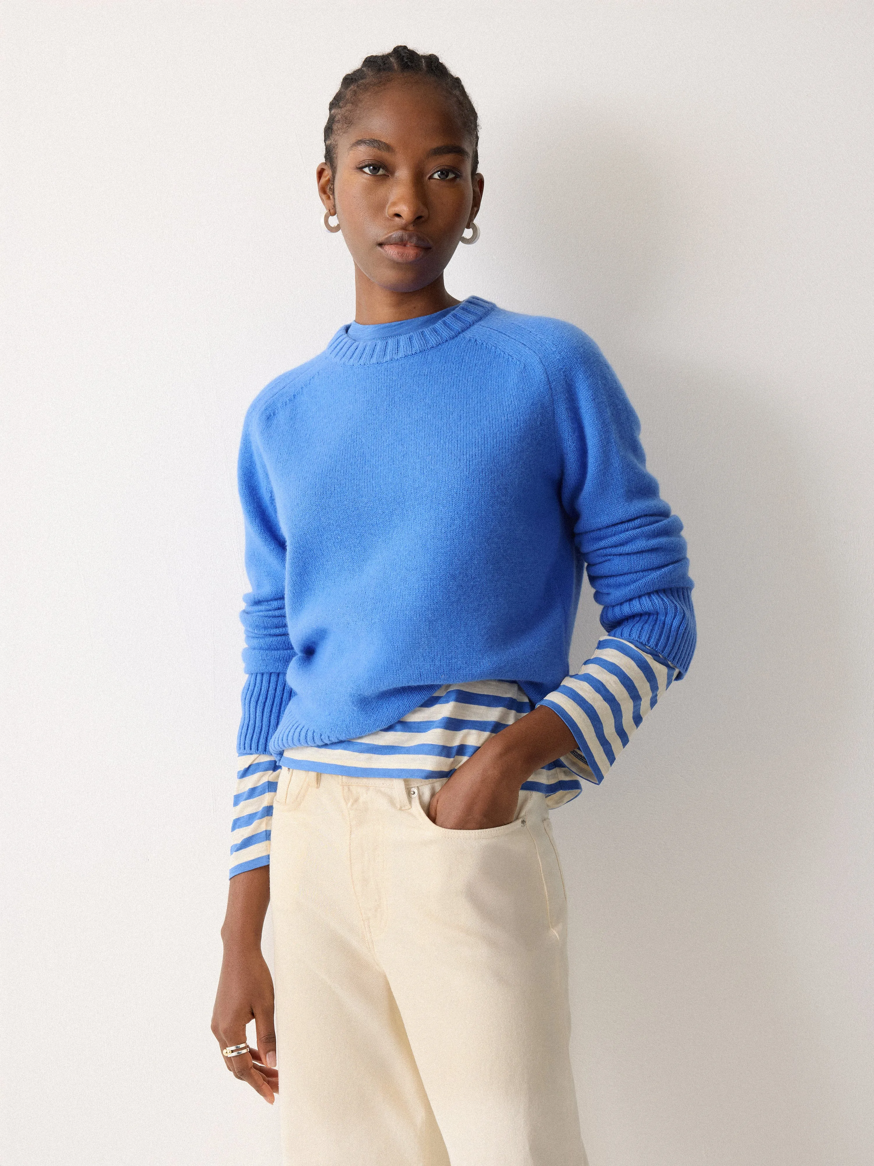 Cotton Slub Stripe Raglan T-shirt | Blue sold by Jigsaw product image thumbnail 4