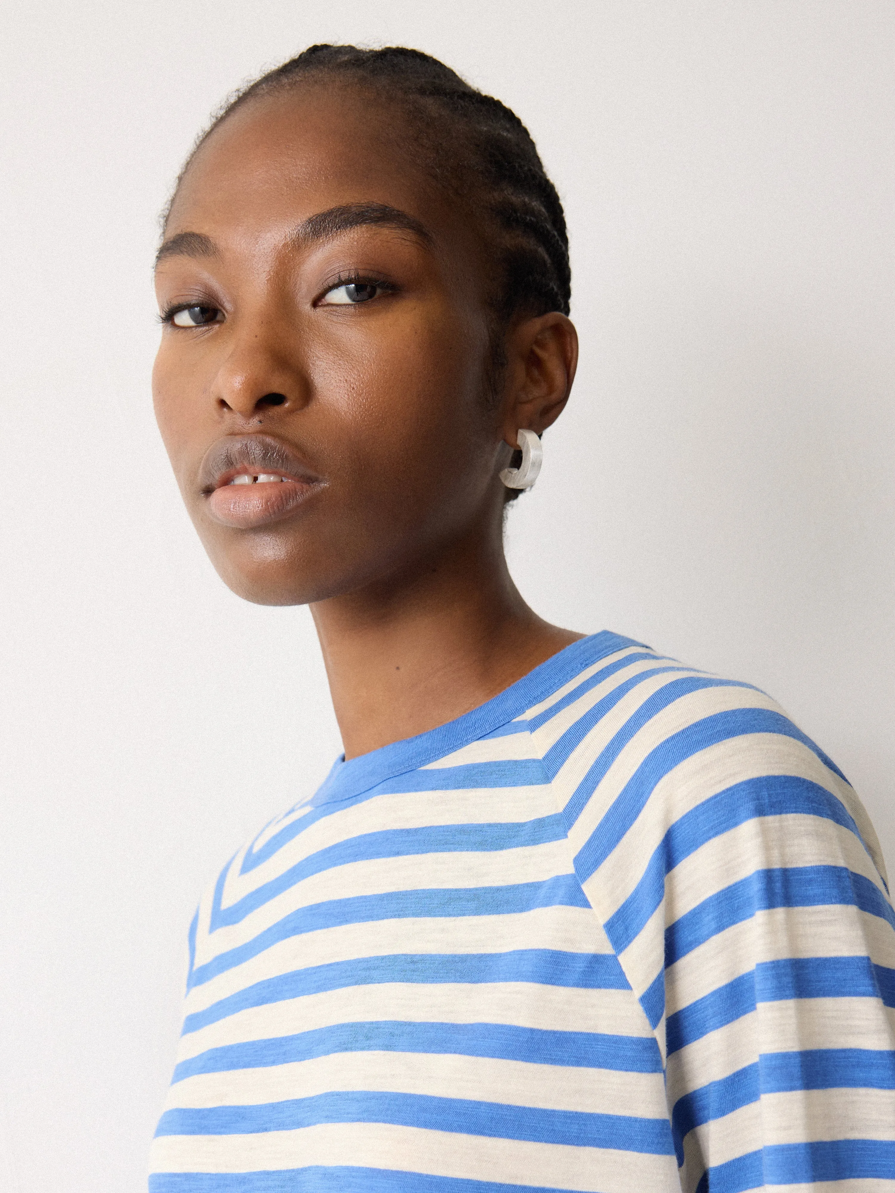 Cotton Slub Stripe Raglan T-shirt | Blue sold by Jigsaw product image thumbnail 3