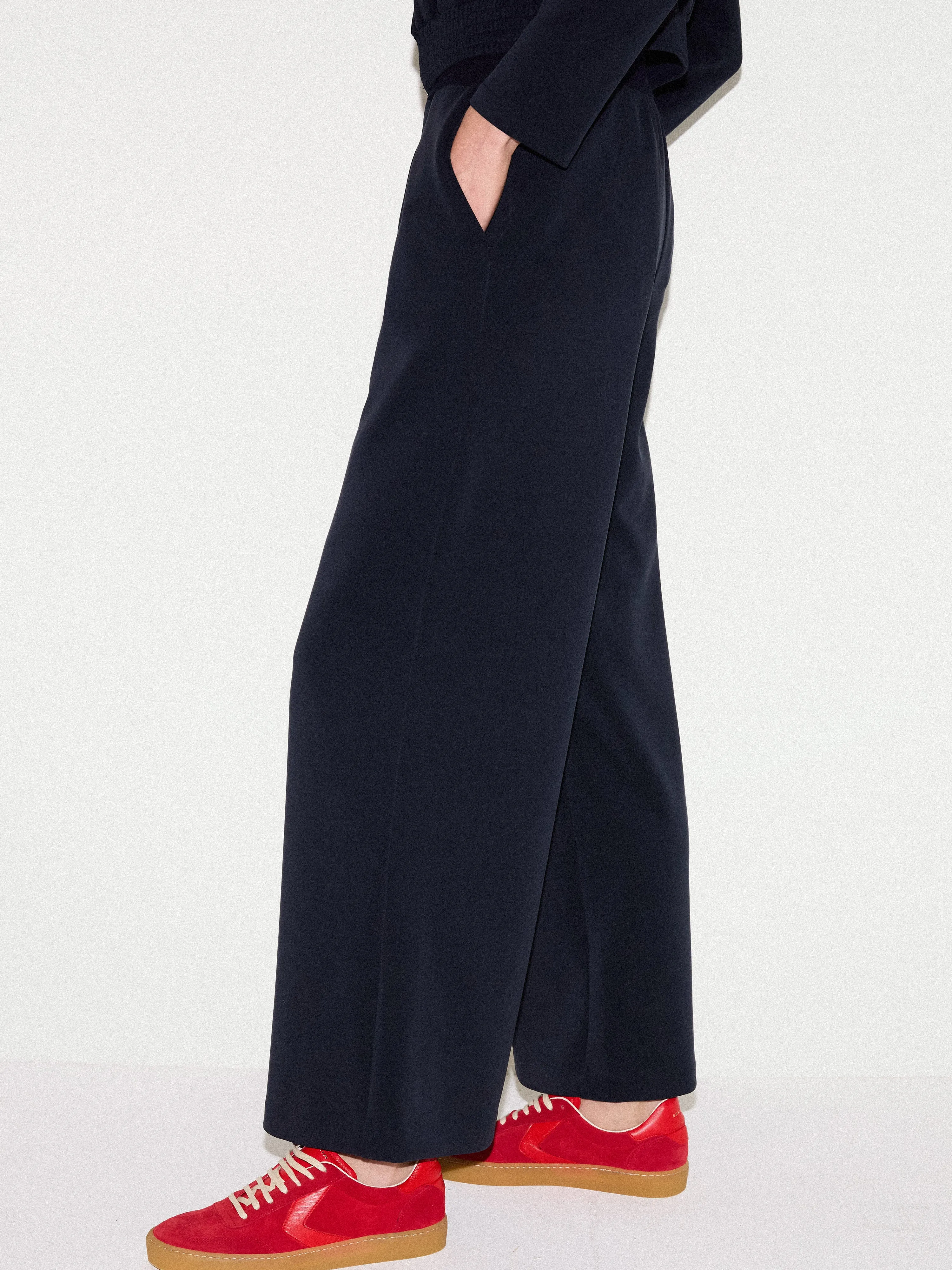 Luxe Pleated Track Pant | Navy sold by Jigsaw product image thumbnail 3