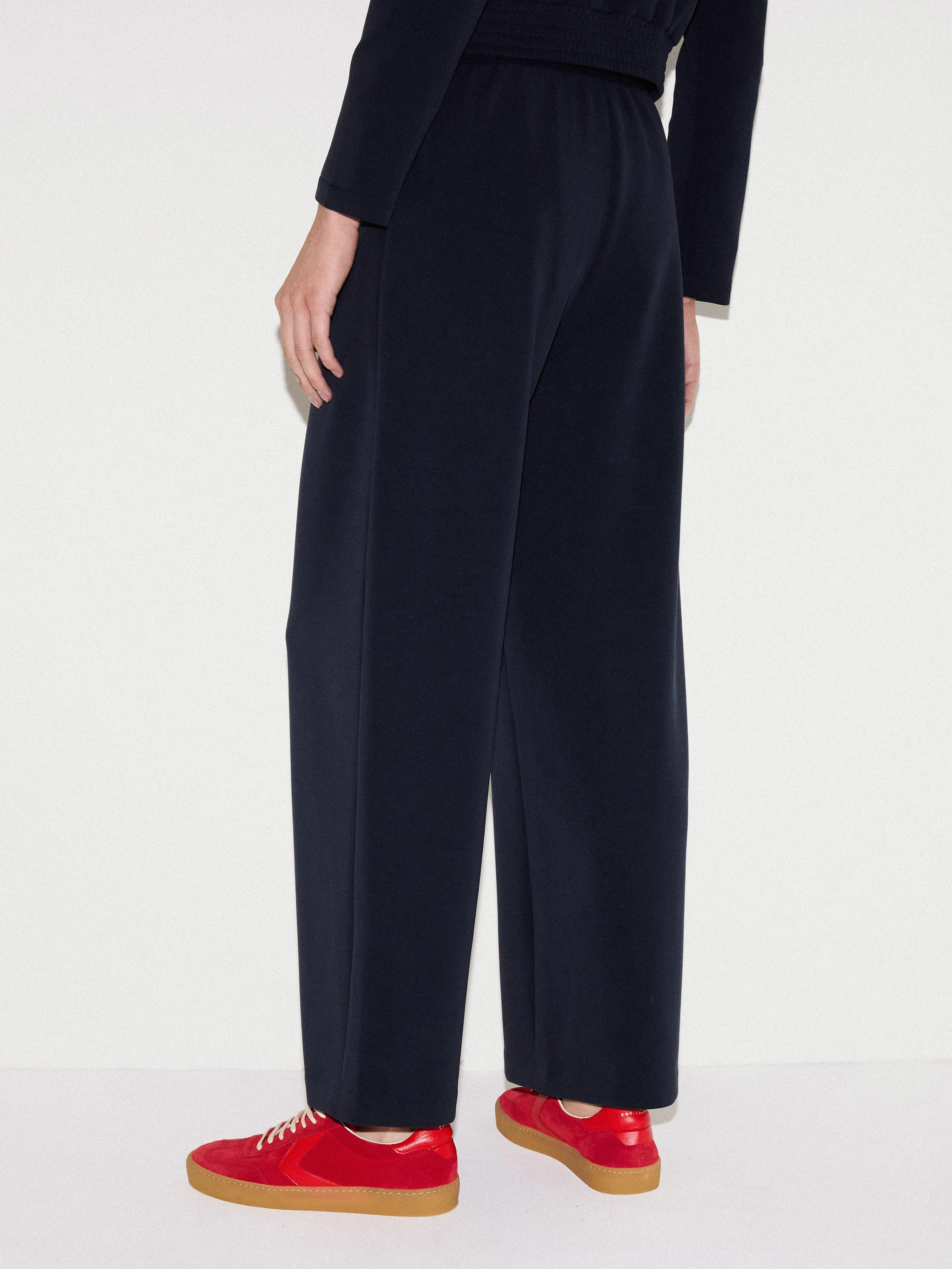 Luxe Pleated Track Pant | Navy sold by Jigsaw product image thumbnail 4