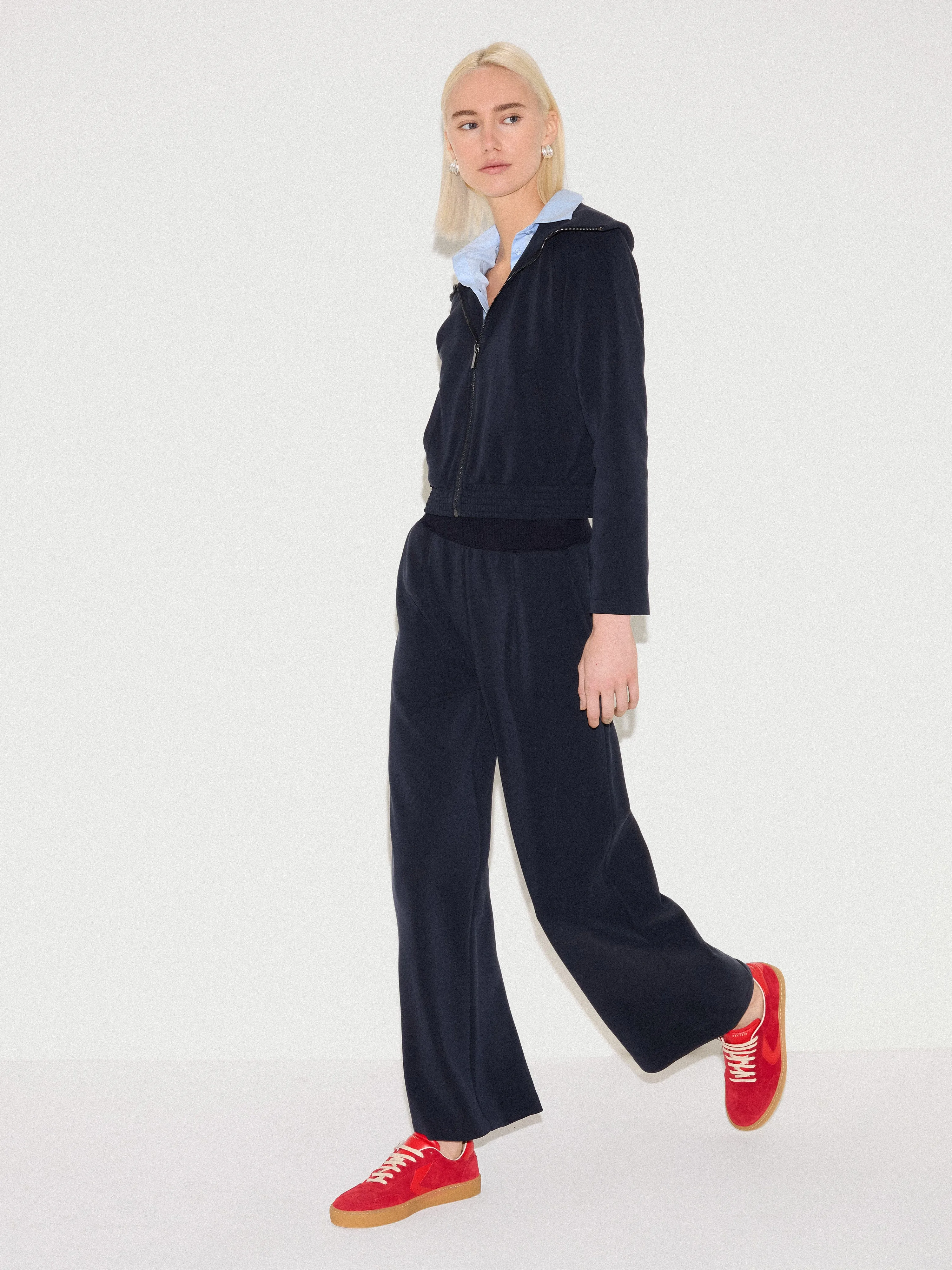 Luxe Zip Jacket | Navy sold by Jigsaw product image thumbnail 4