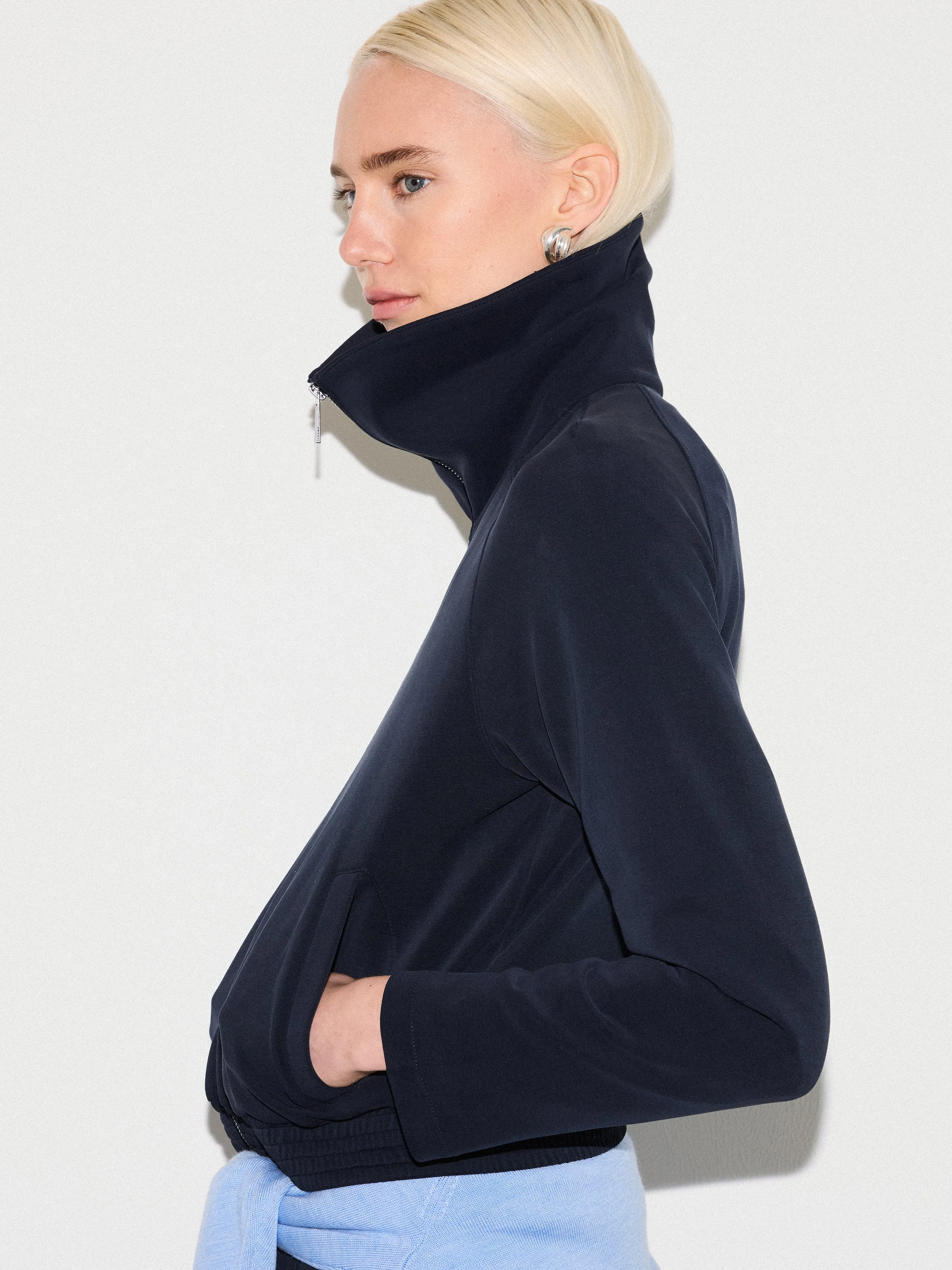 Luxe Zip Jacket | Navy sold by Jigsaw product image thumbnail 3