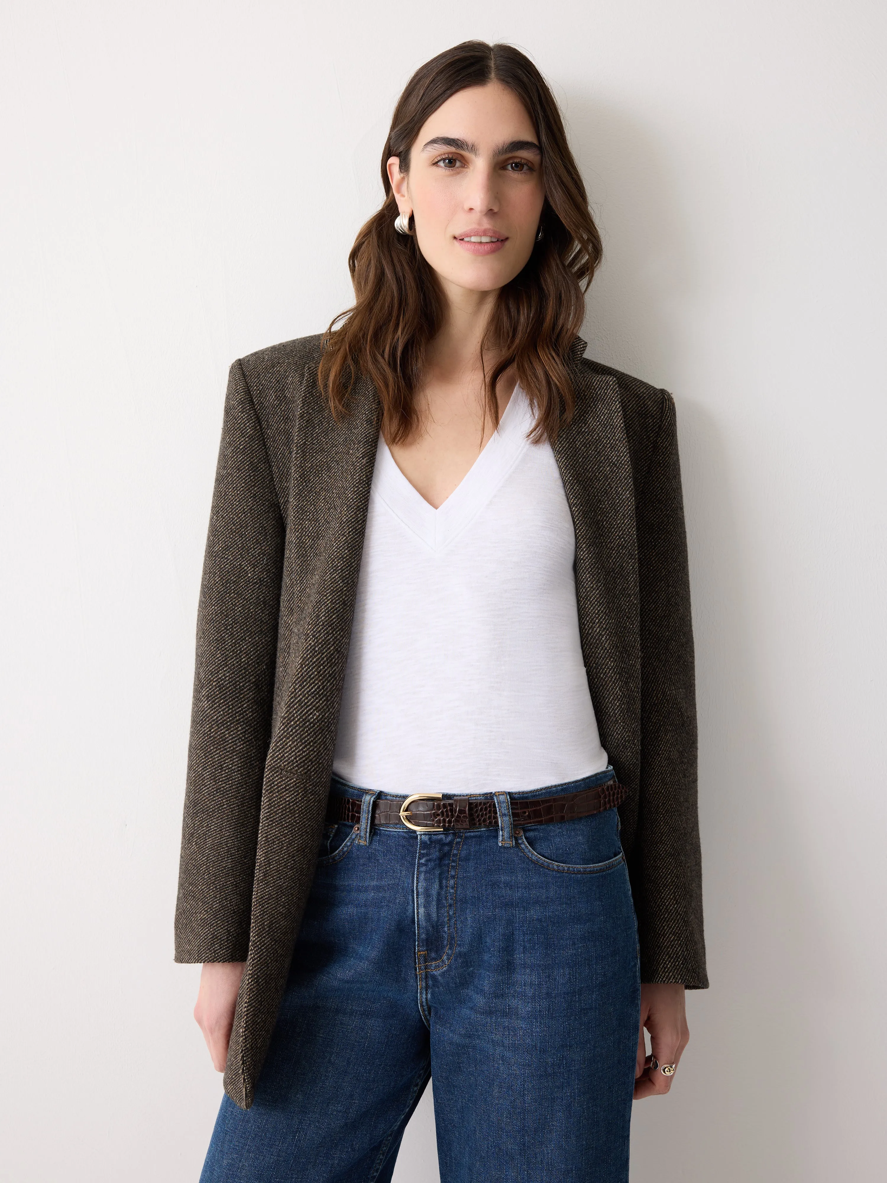 Croc Leather Belt | Brown sold by Jigsaw