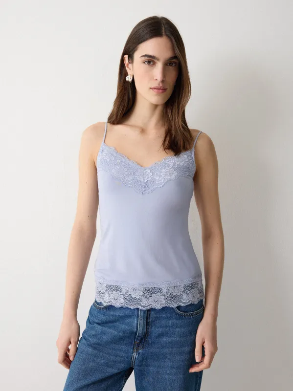 Modal Lace Vest | Iris Whisper sold by Jigsaw