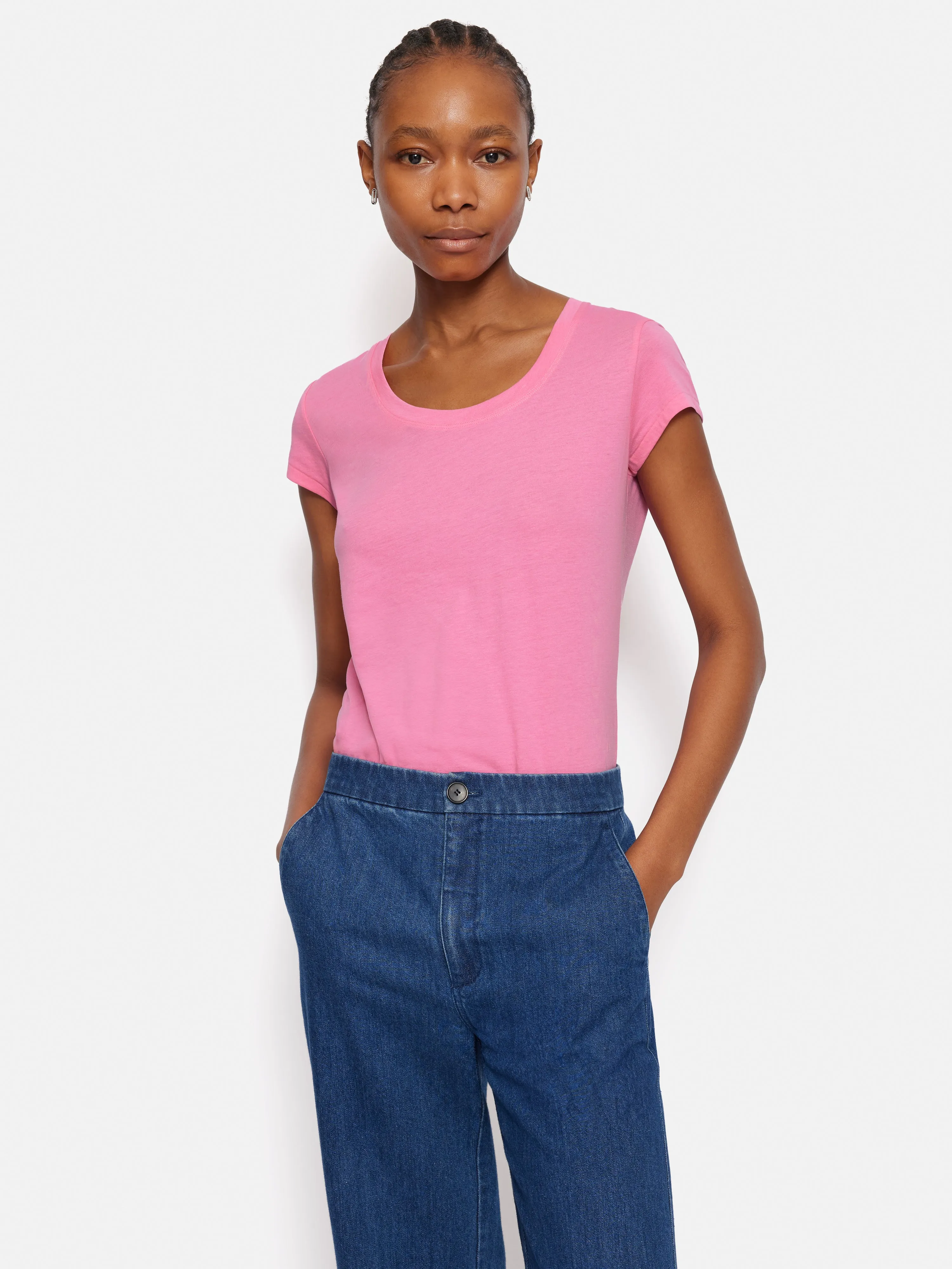 Supima Cotton Scoop Neck Tee | Pop Pink sold by Jigsaw