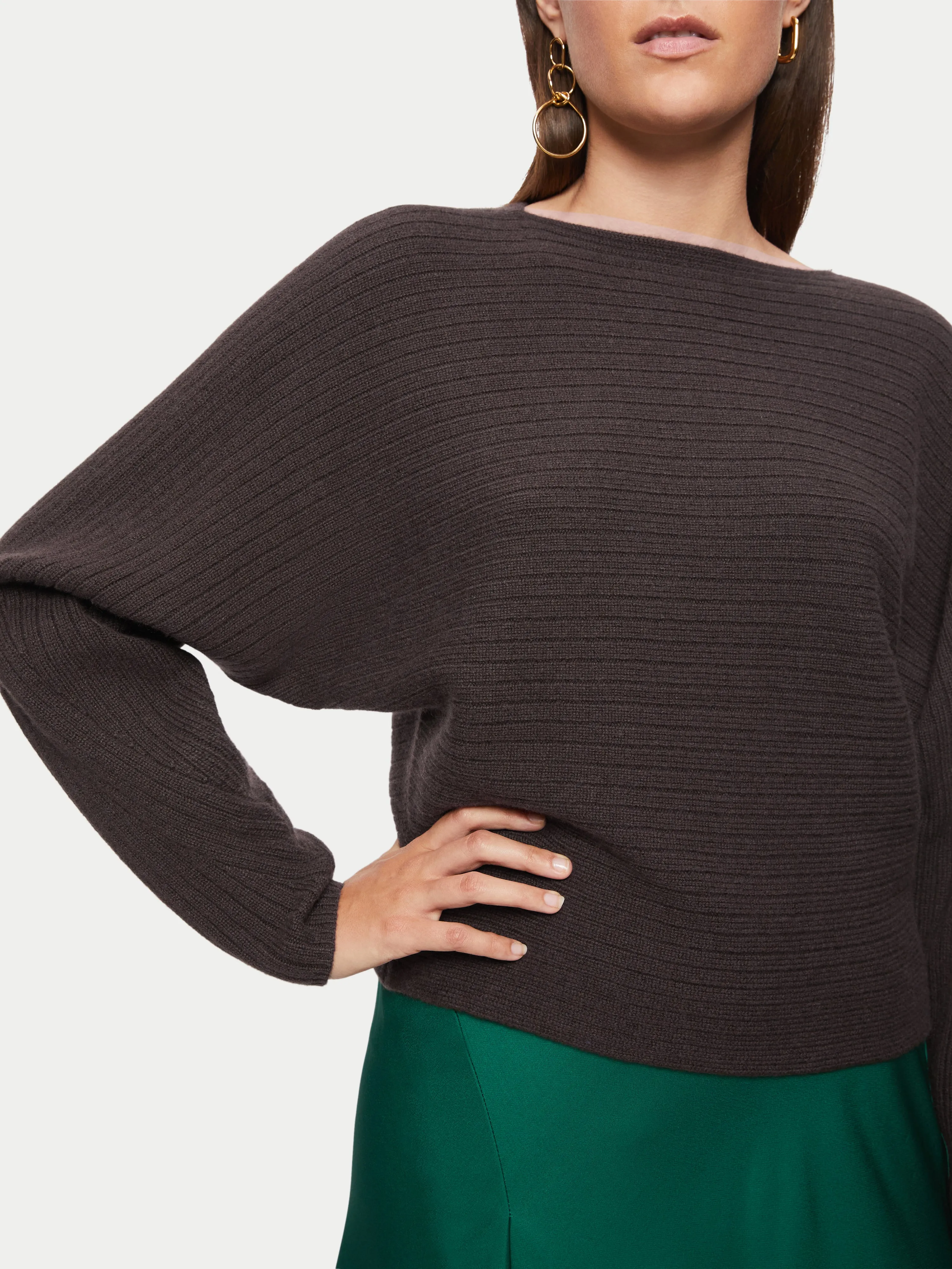 Cashmere Horizontal Rib Jumper | Brown sold by Jigsaw product image thumbnail 2