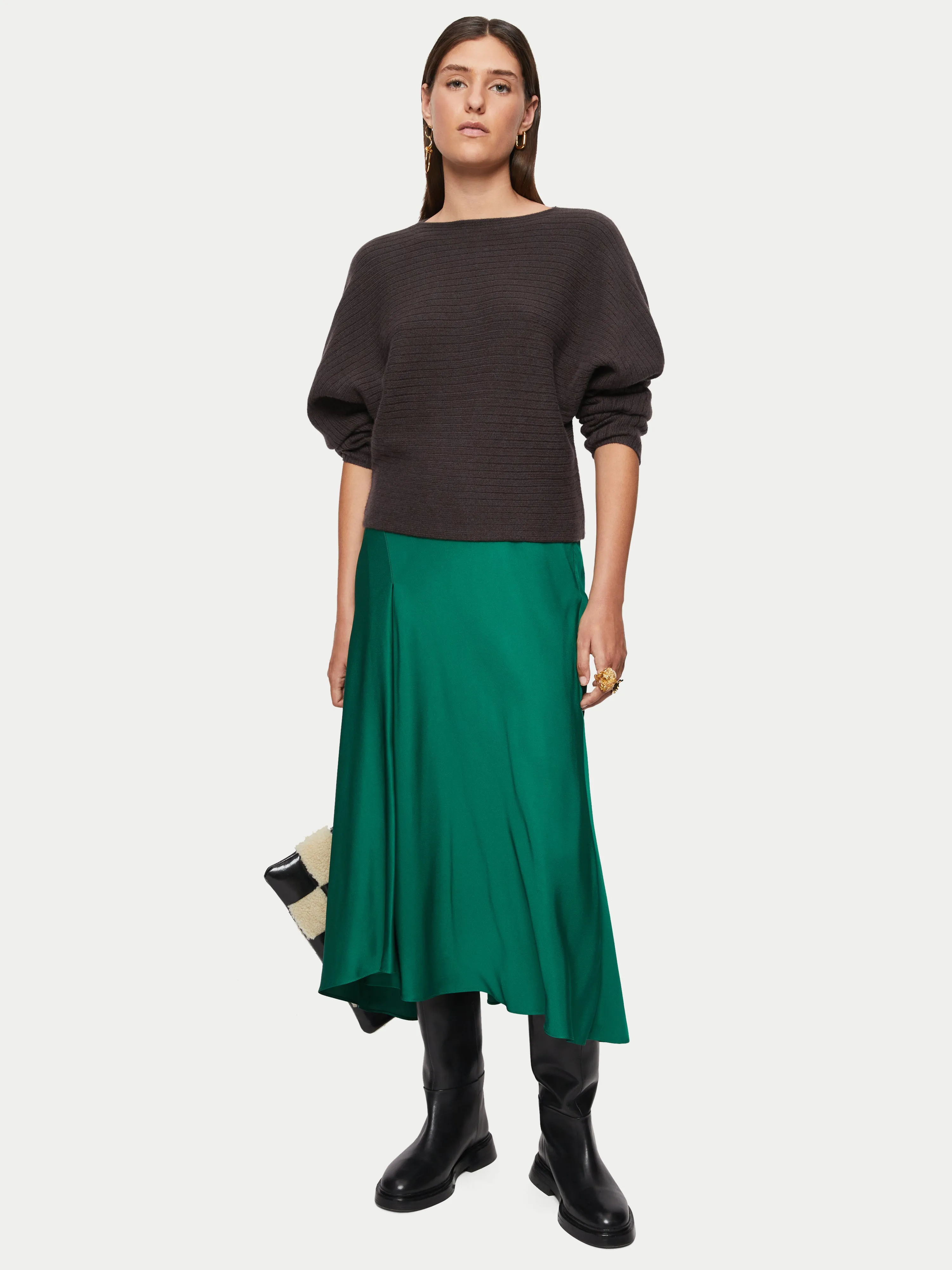 Cashmere Horizontal Rib Jumper | Brown sold by Jigsaw product image thumbnail 3