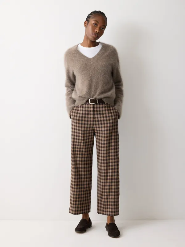 Dale Linen Check Trouser | Brown sold by Jigsaw