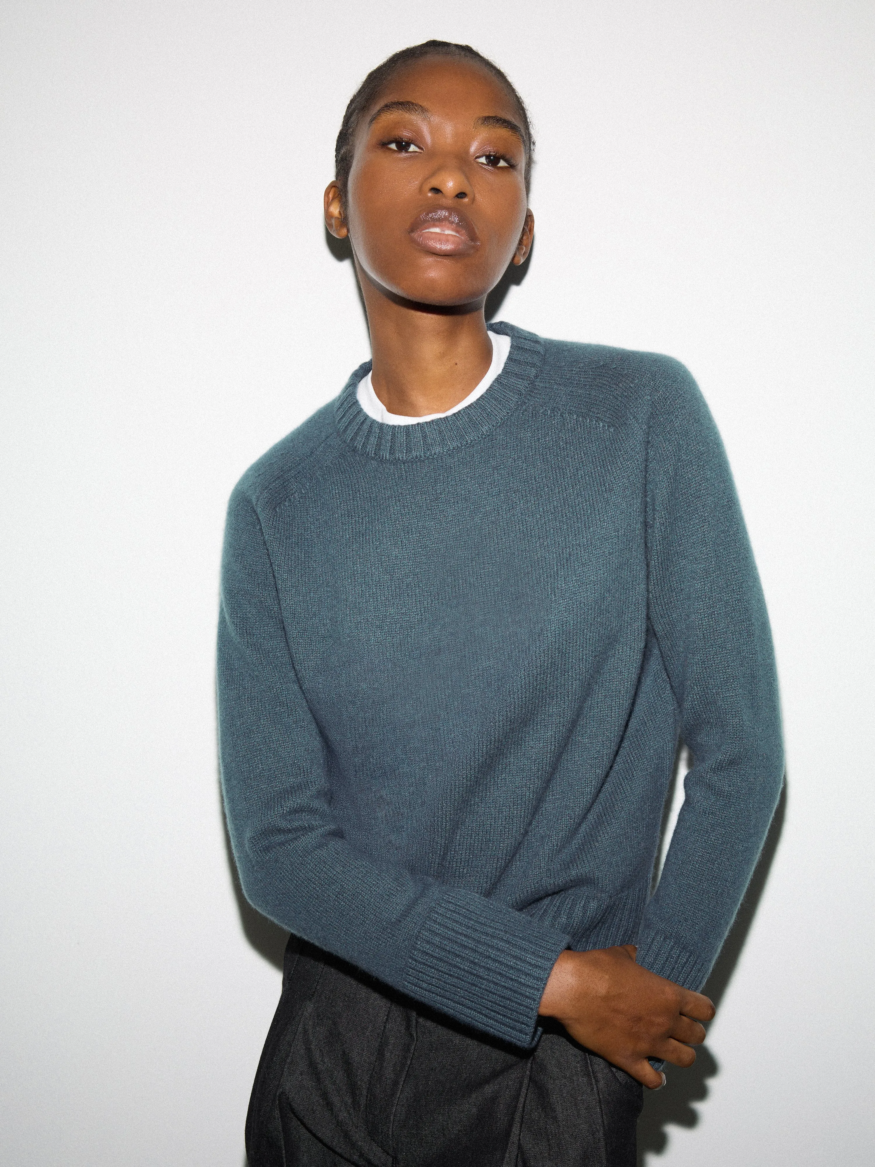 Wool Cashmere Saddle Jumper | Summer Storm sold by Jigsaw
