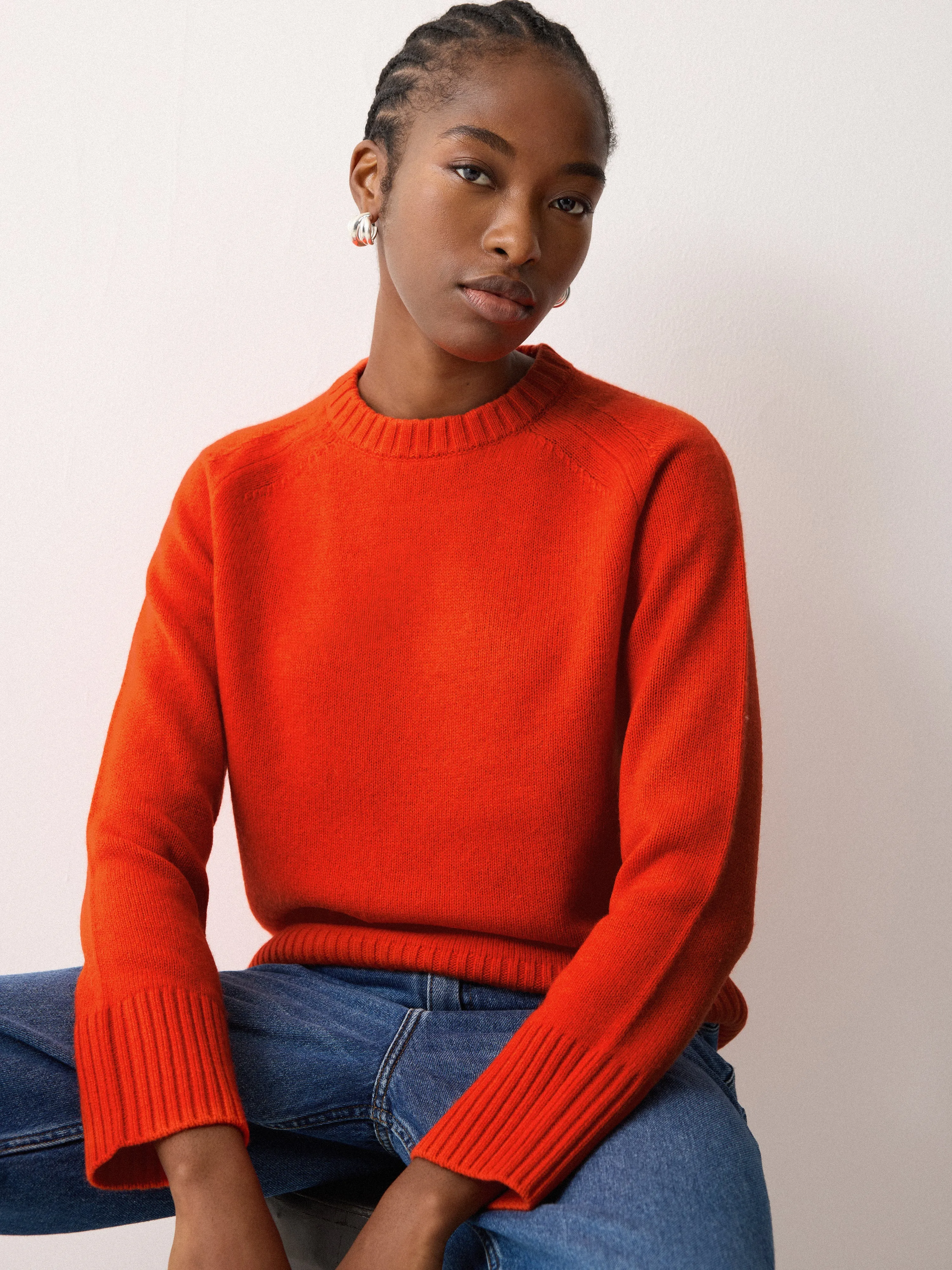 Wool Cashmere Saddle Jumper | Orange sold by Jigsaw