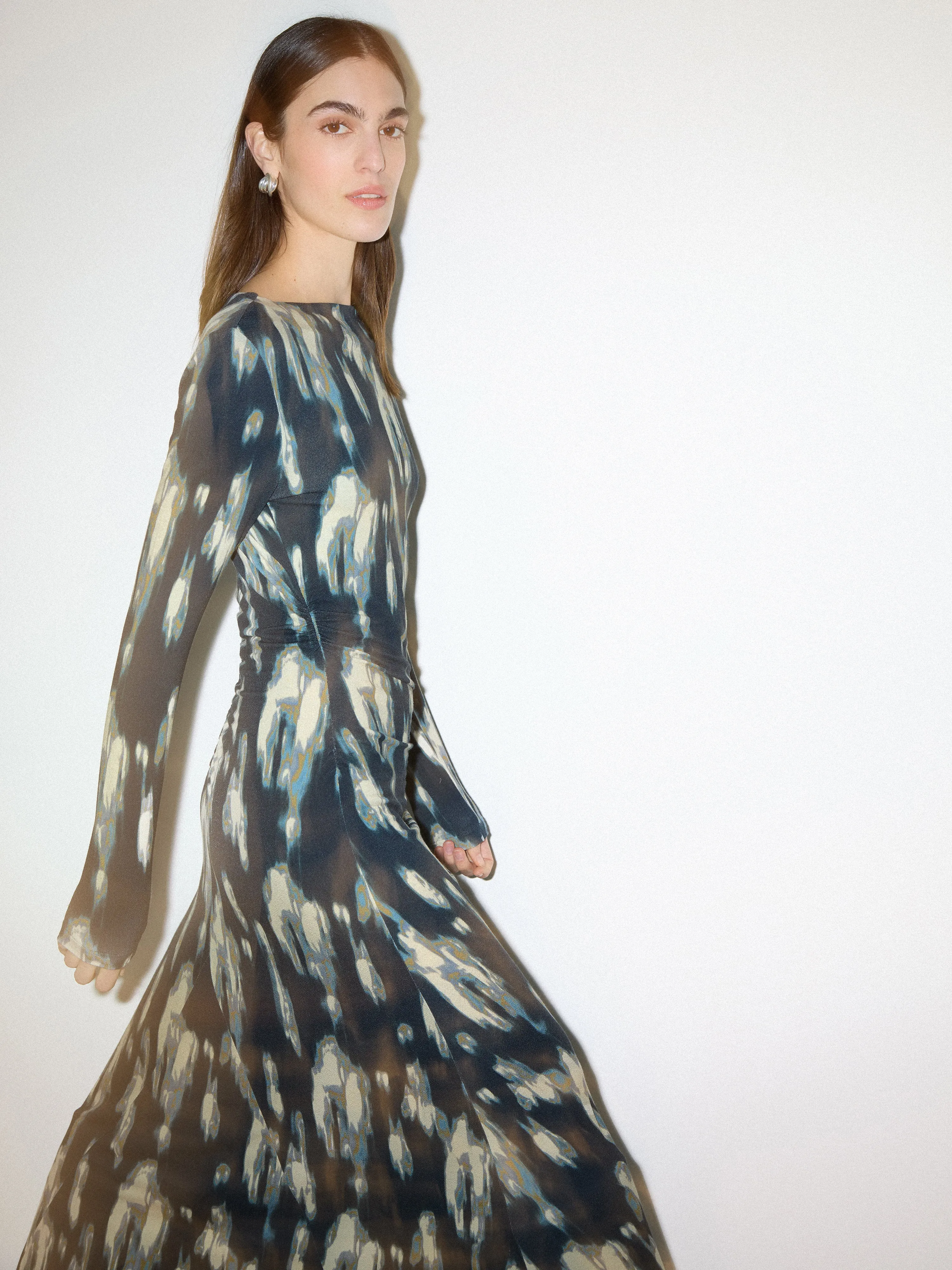 Ikat Ruched Jersey Dress | Blue sold by Jigsaw