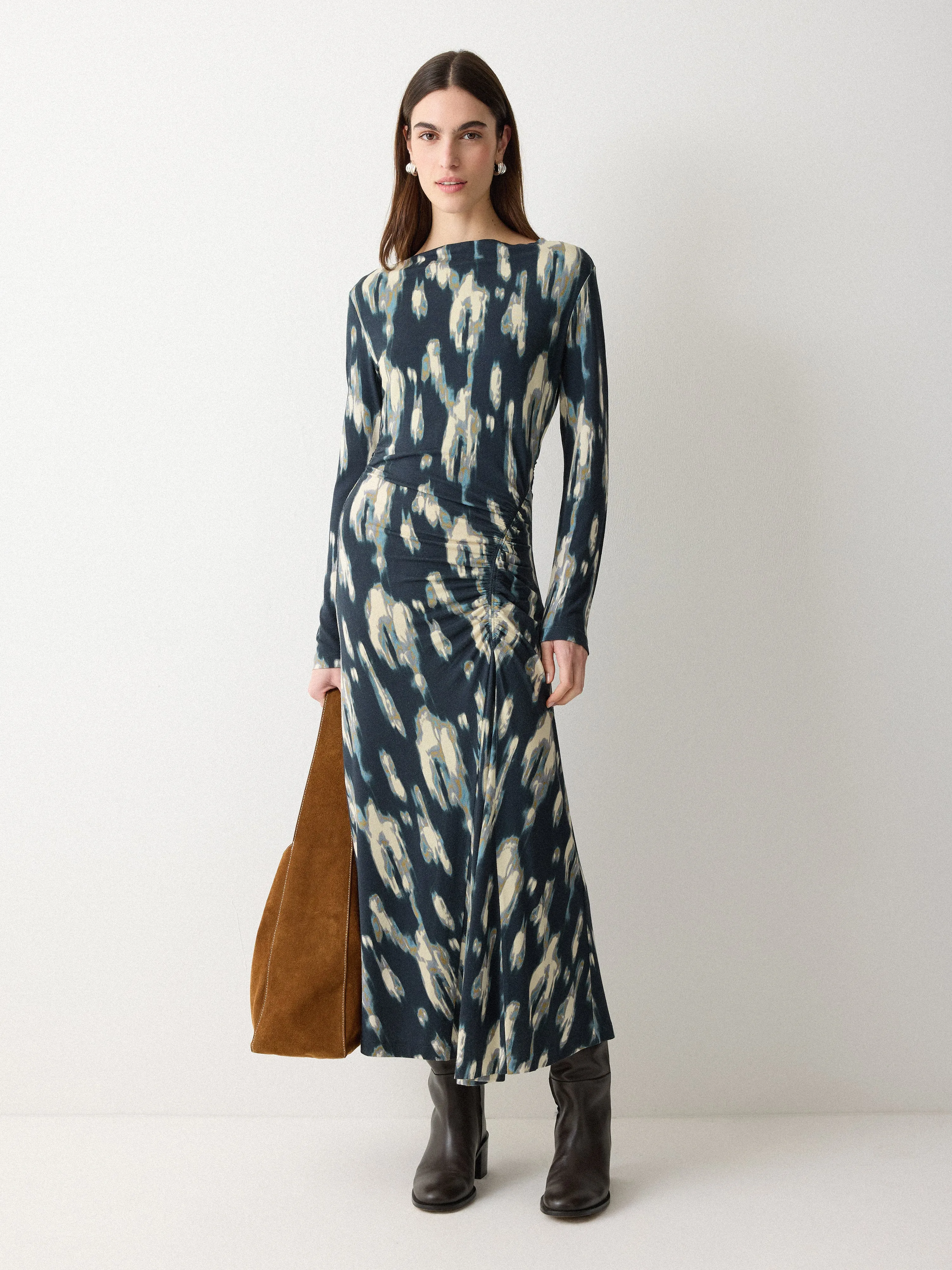 Ikat Ruched Jersey Dress | Blue sold by Jigsaw product image thumbnail 2