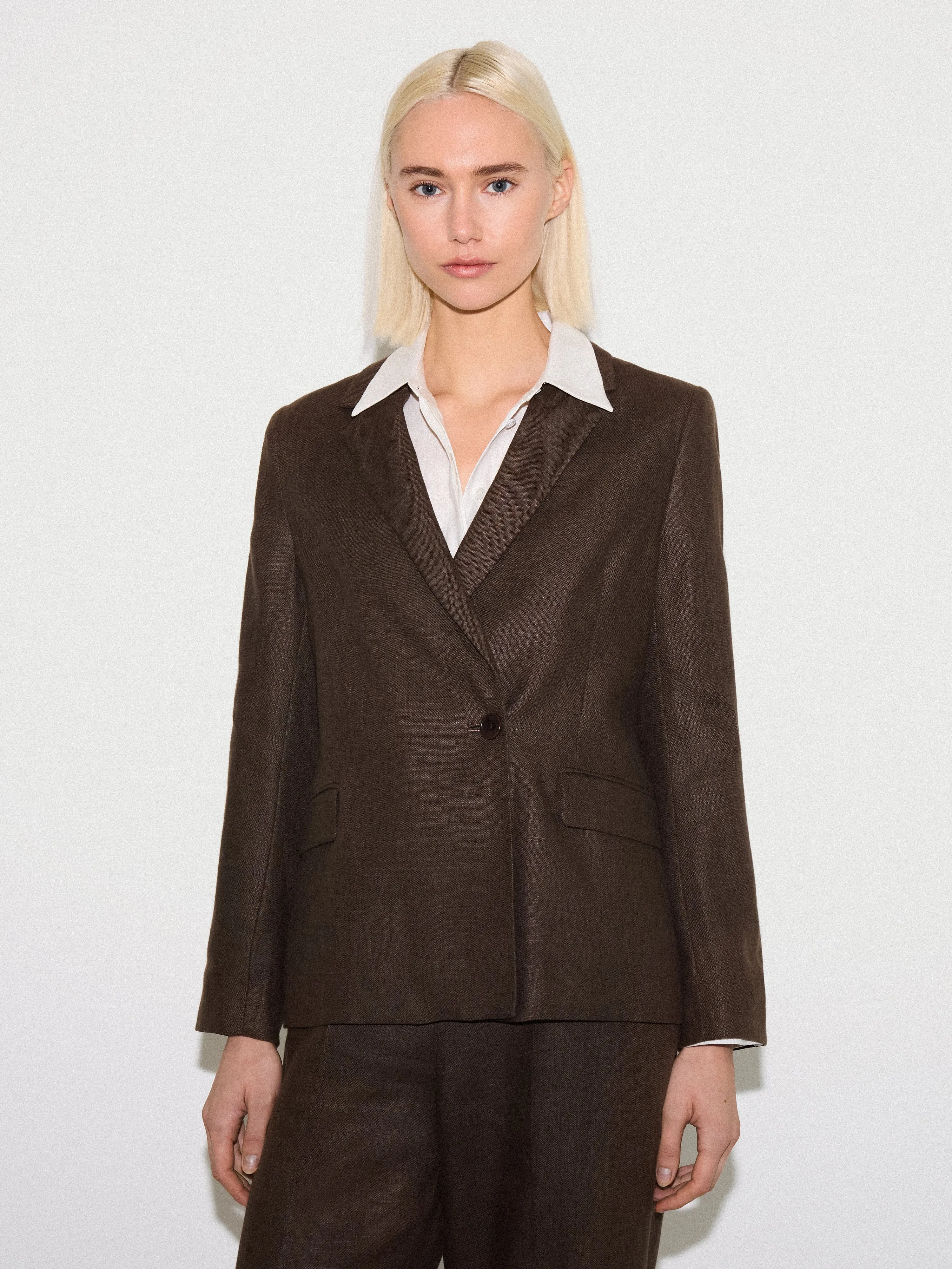 Maree Irish Linen Blazer | Brown sold by Jigsaw