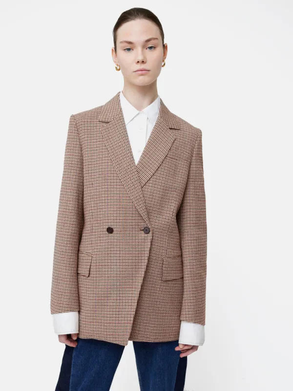 Clarence Puppytooth Jacket | Brown sold by Jigsaw